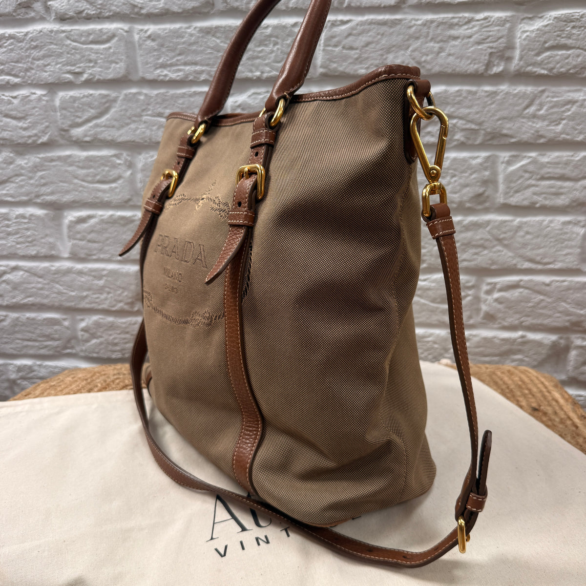 Prada 1990s Canapa Two Way Tote
