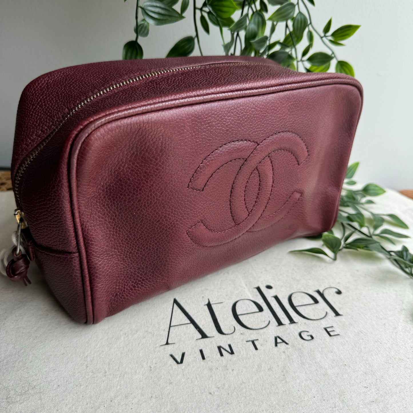Chanel Early 1990s Caviar Leather Vanity/Toiletry Case