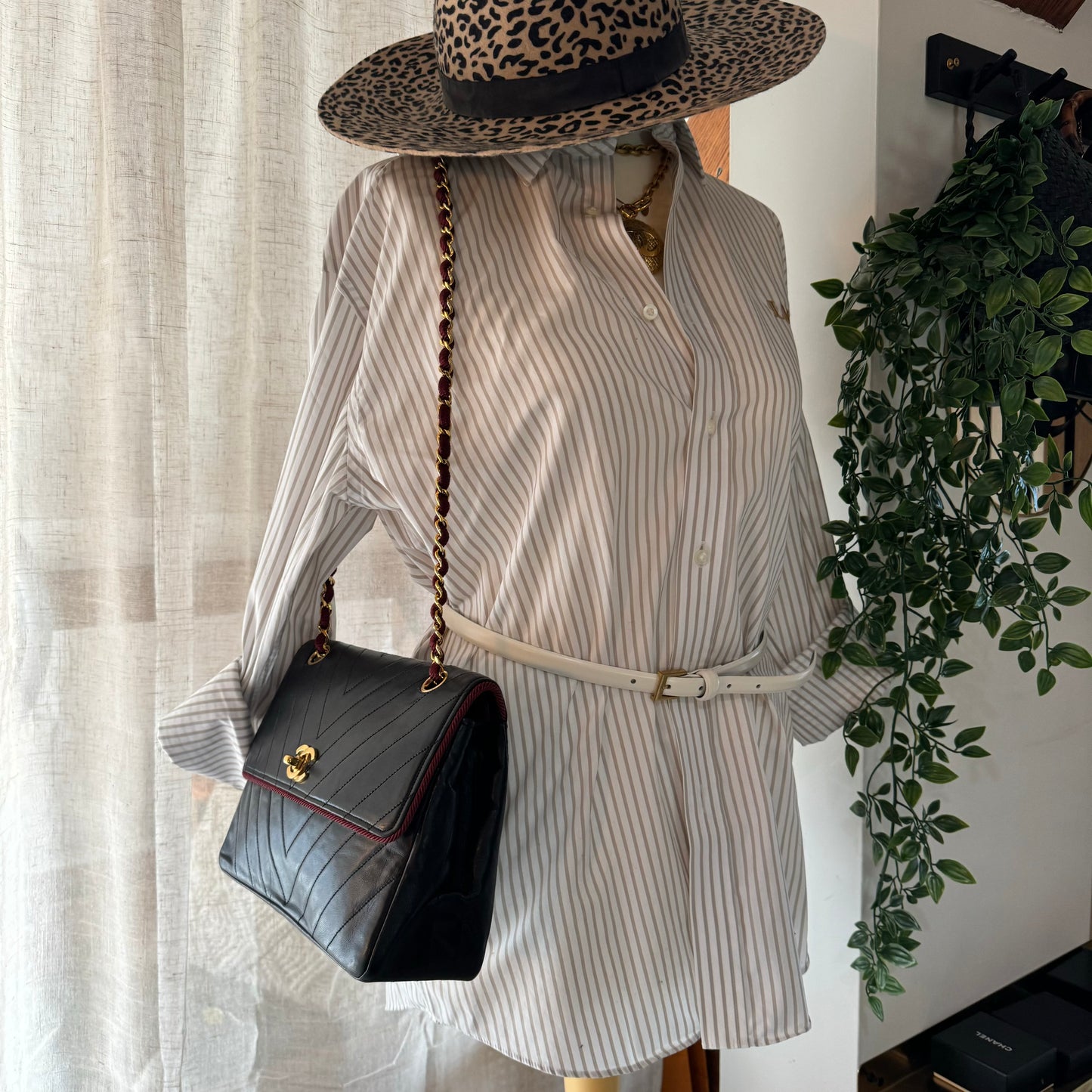 Chanel 1991 Bi Color Chevron Quilted Single Flap