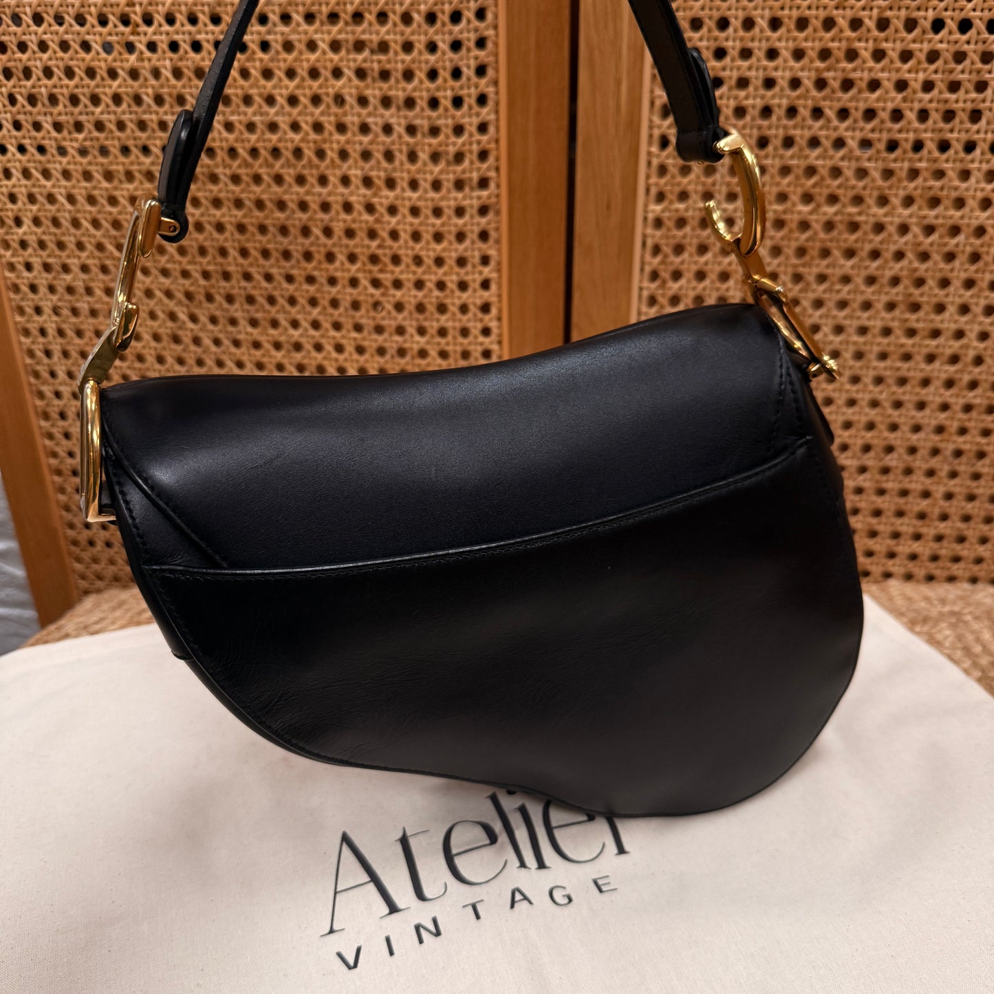 Dior 2018 Saddle Bag in Black Leather