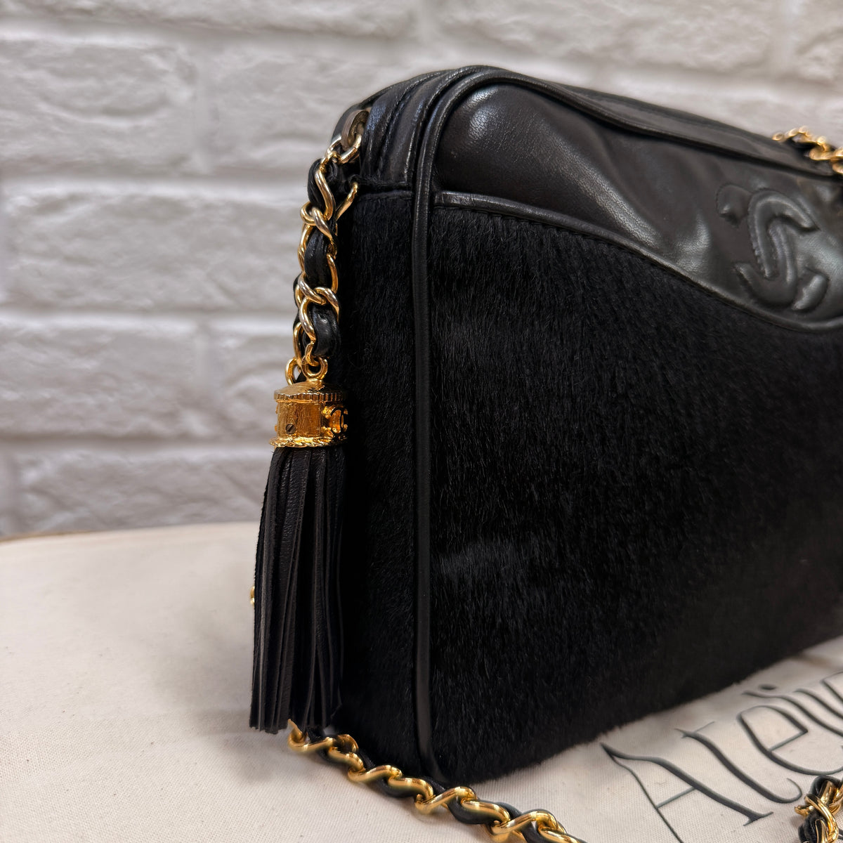 Chanel 1986 Rare Black Pony Hair & Leather Camera Bag