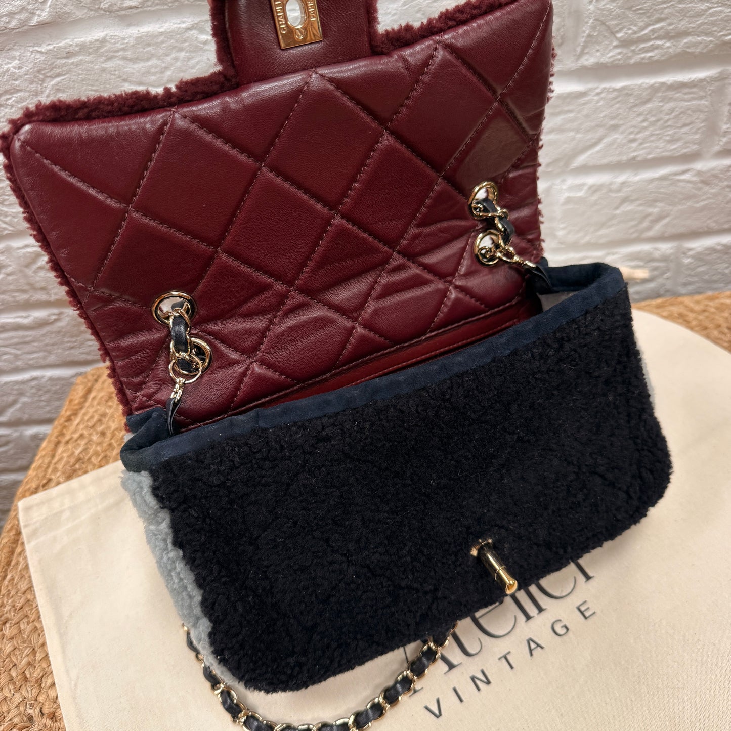 Chanel 2019 Shearling Tri Color Single Flap