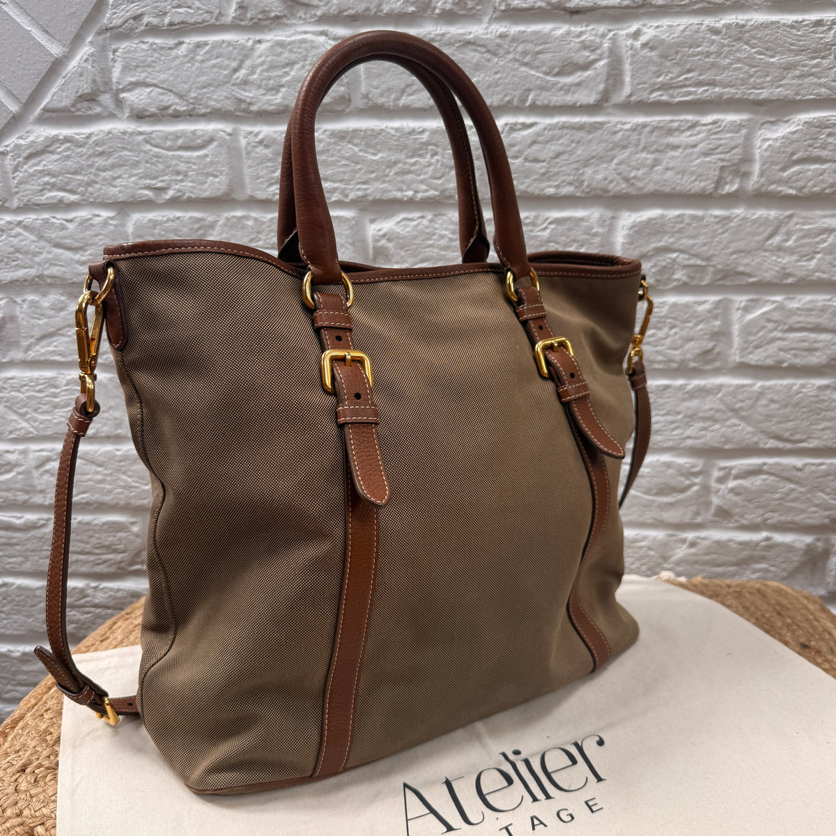 Prada 1990s Canapa Two Way Tote