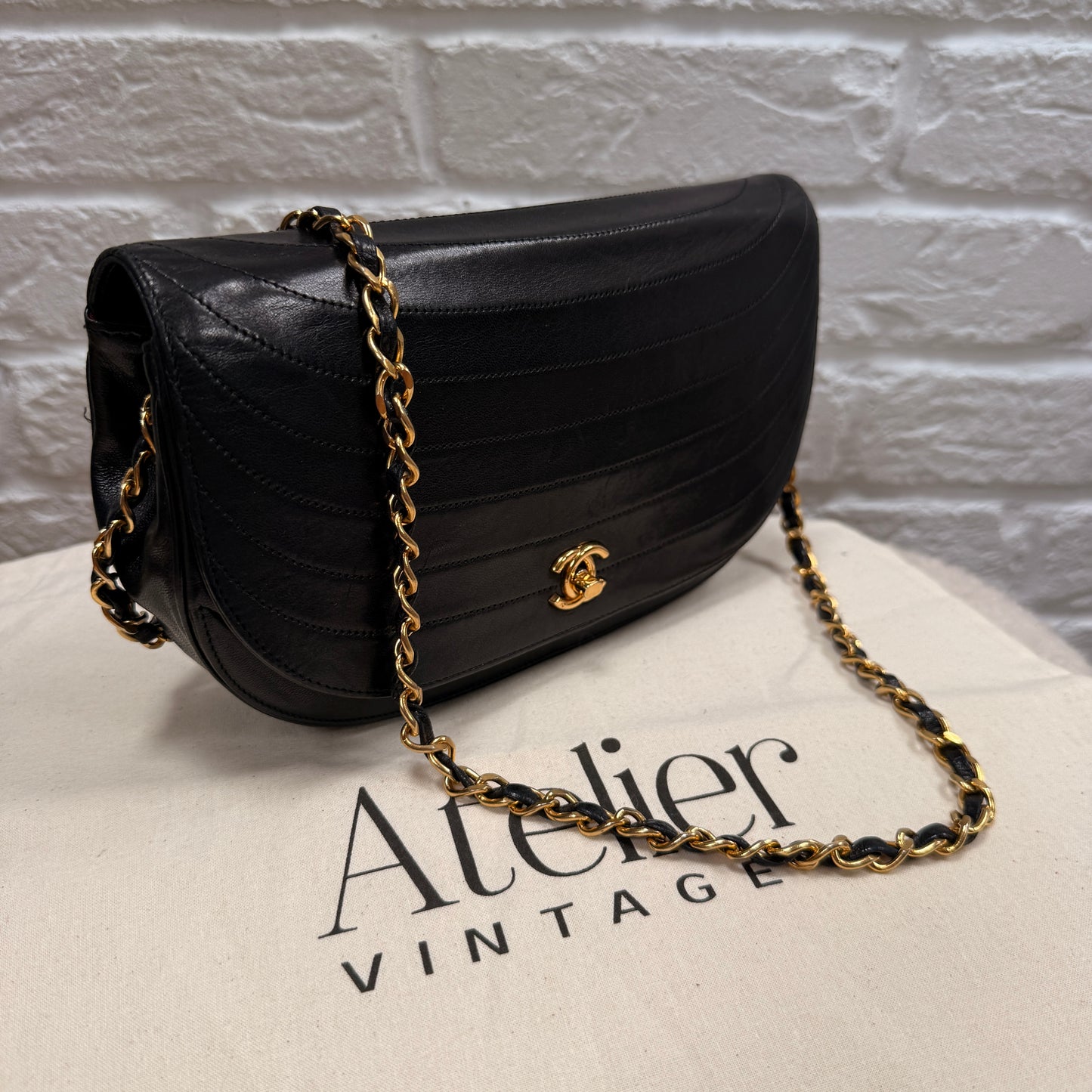 Chanel Early 1980s Quilted Half Moon CC Turnlock Single Flap