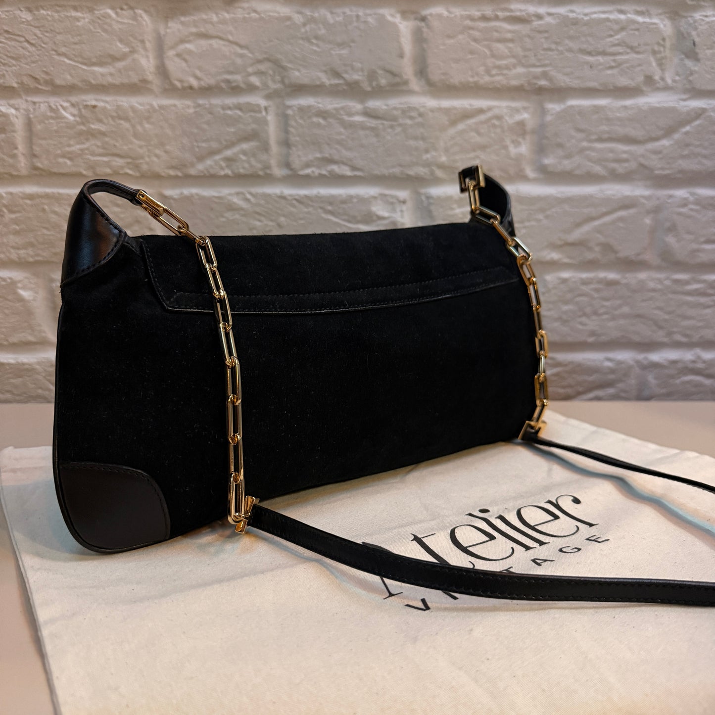 Gucci 1990s Gucci X Tom Ford Black Suede Tigers Head Cross Body