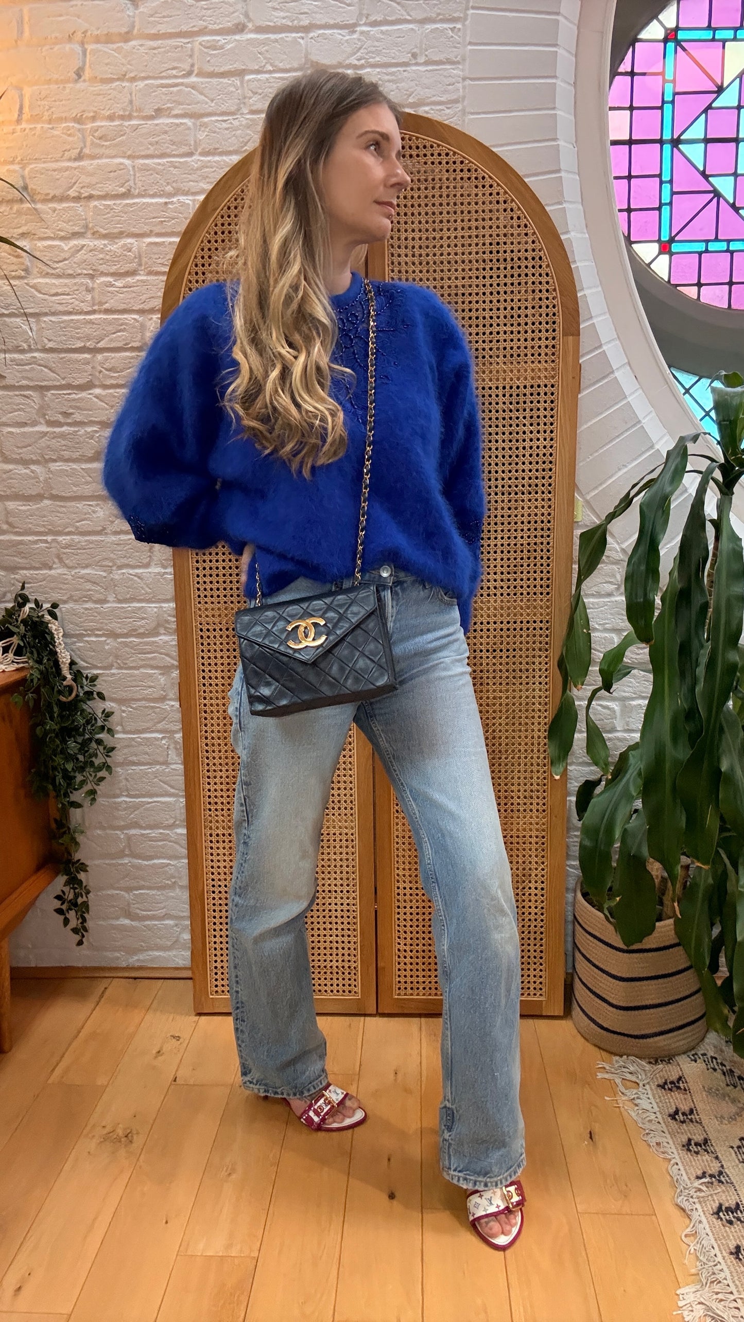 Chanel 1989 Rare Navy Jumbo CC Envelope Flap