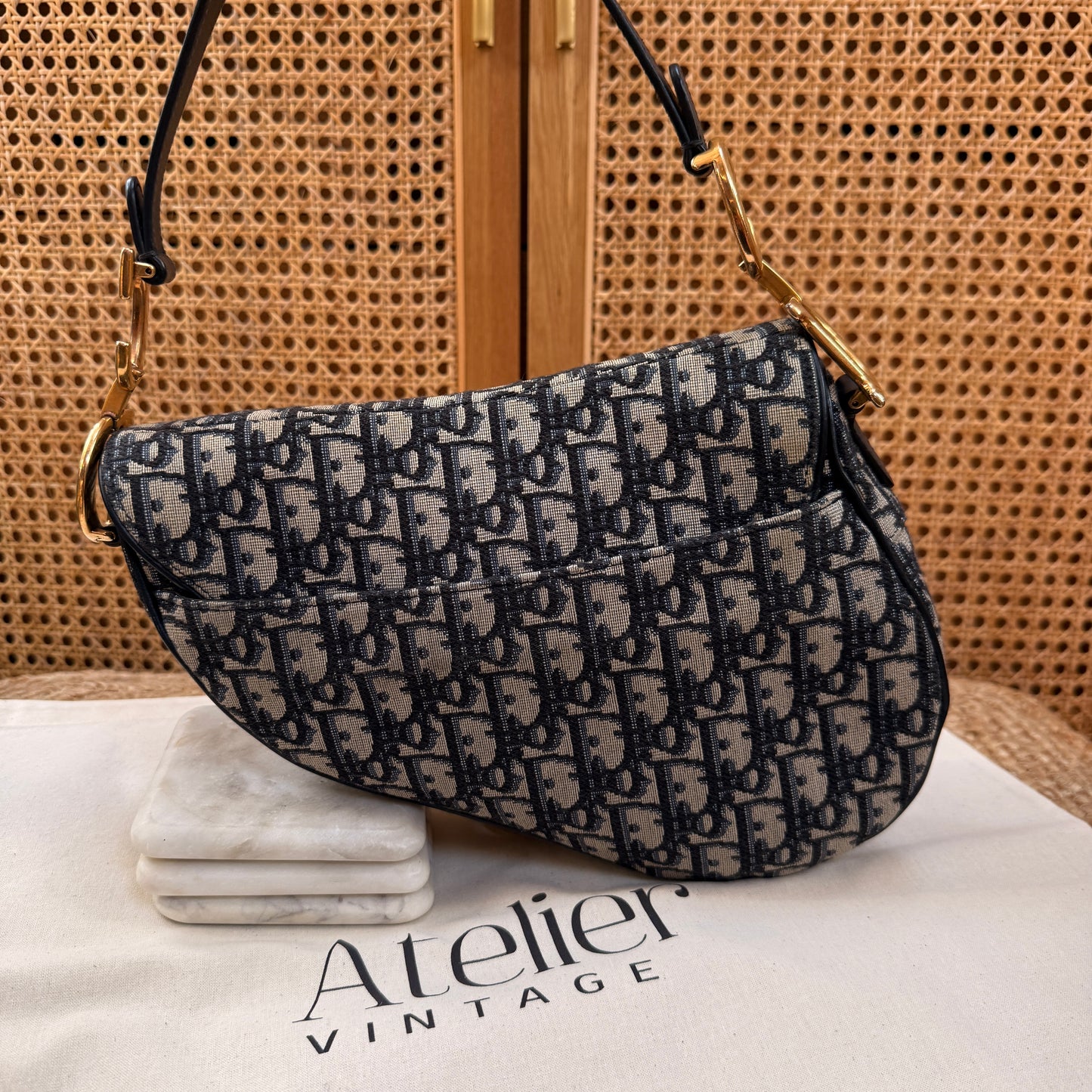 Dior 2019 Saddle Bag in Navy Oblique