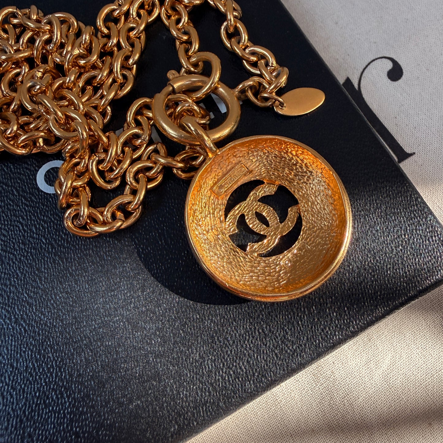 Chanel 1980s Vintage CC Pendant & Chain