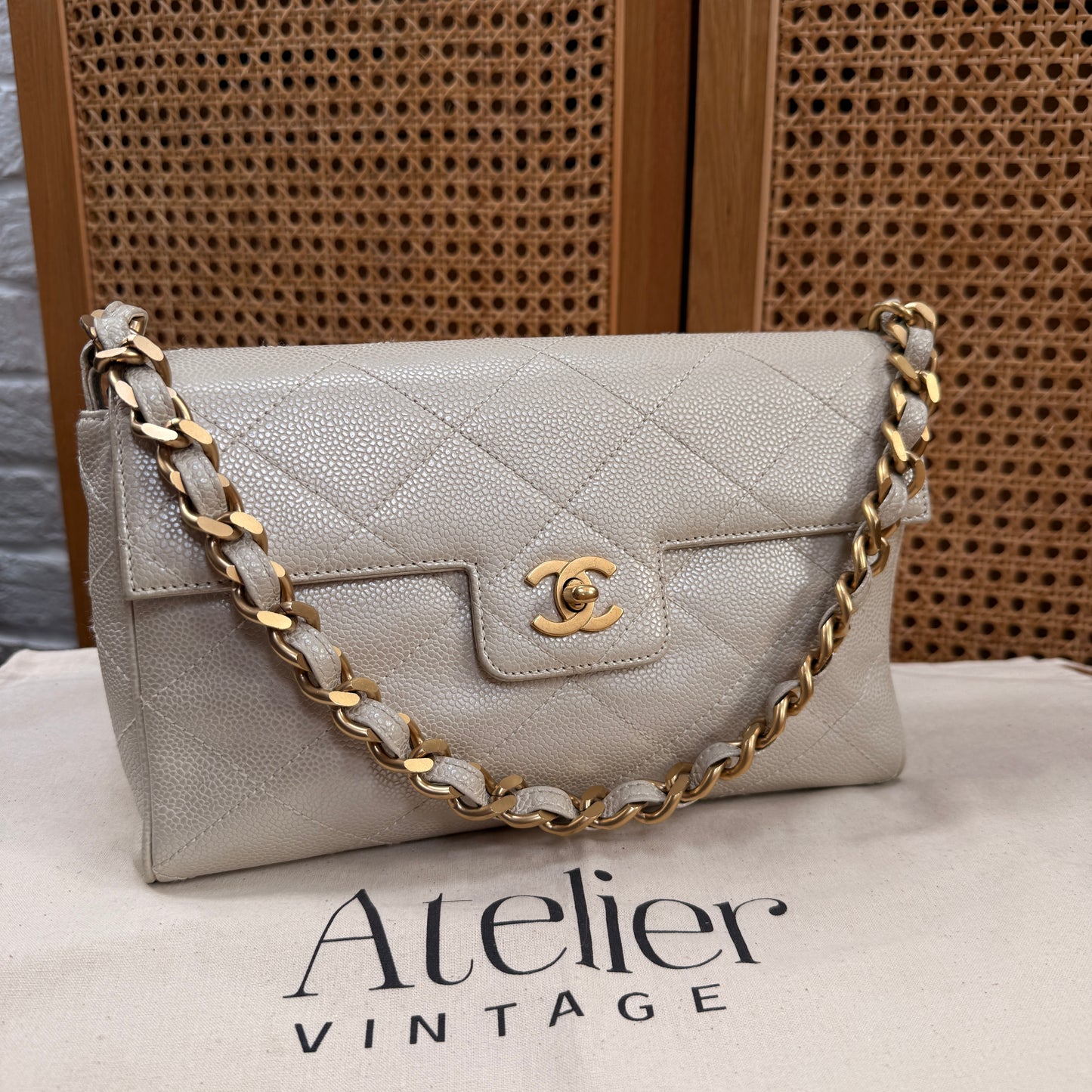 Chanel Ultra Rare 2000 pearlescent Caviar Single Flap
