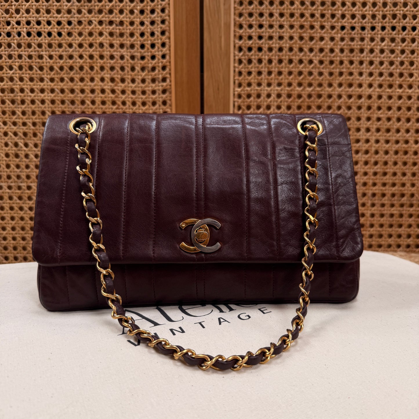 Chanel Ultra Rare Early 1980s Bordeux Lambskin Leather Classic Double Flap in Medium with 24k Gold Hardware