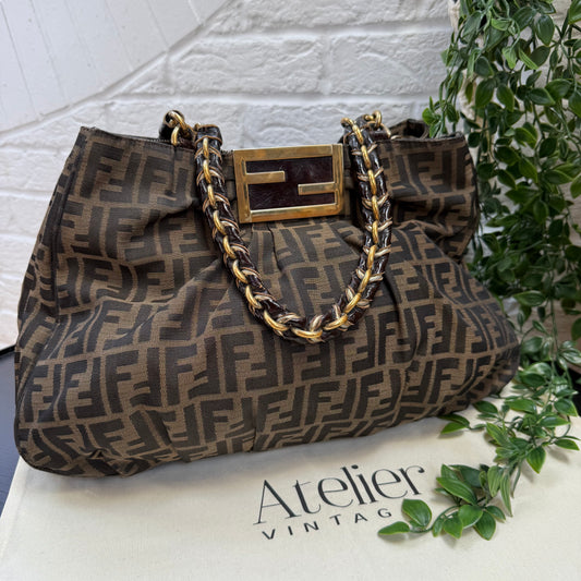 Fendi 1990s Mia Zucca Print Chain Strap Tote