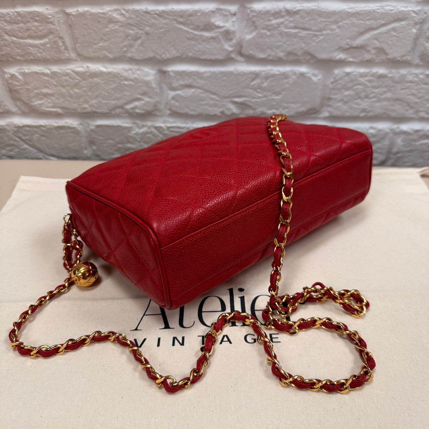Chanel 1994 Rare Red Caviar Camera Bag with CC Charm