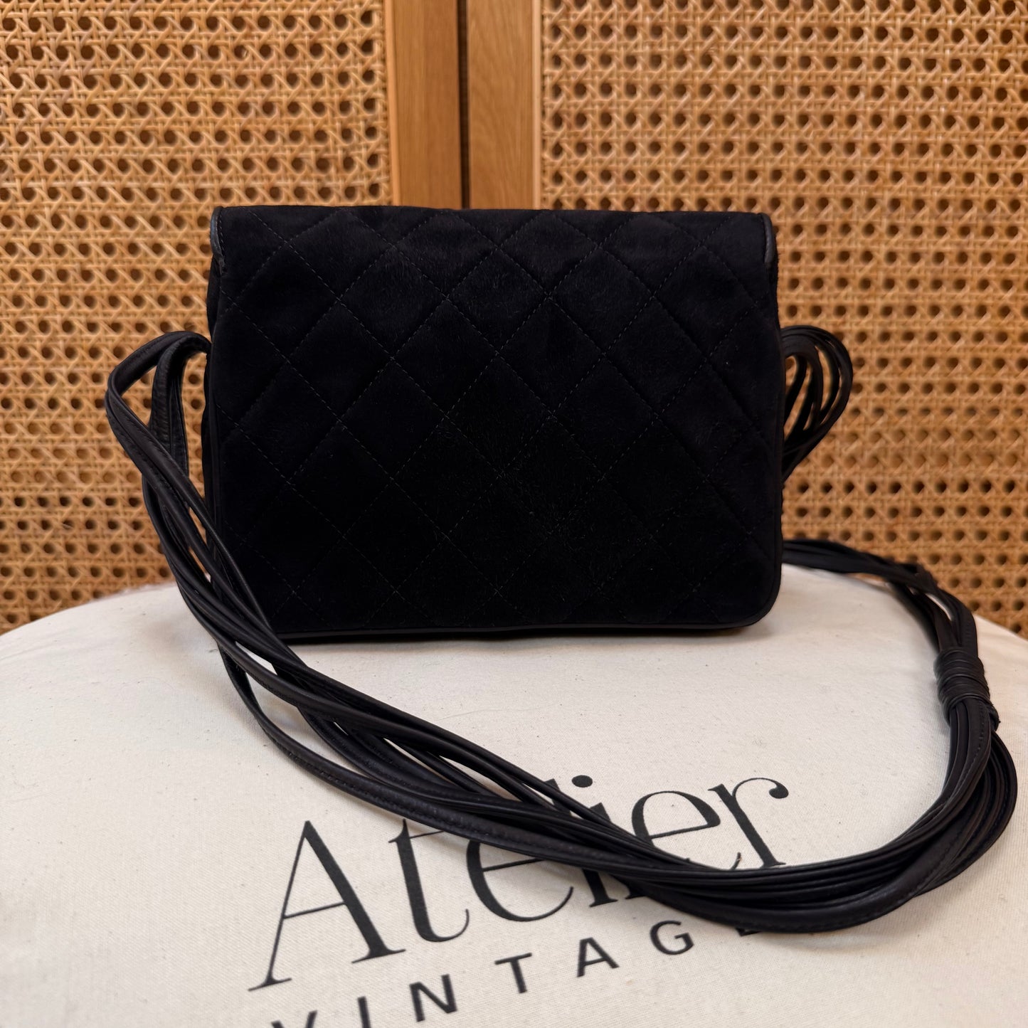 Chanel 1986 Suede & Multi-strand Leather Shoulder Bag