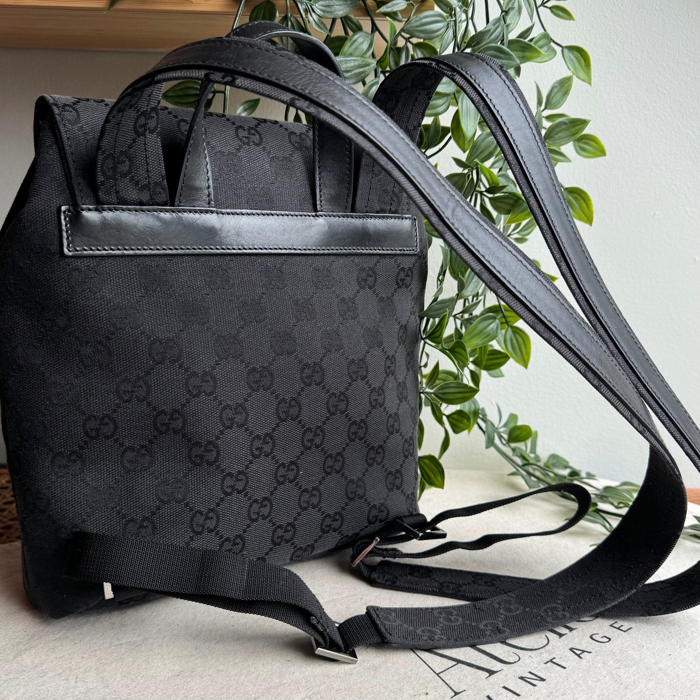 Gucci 2000s GG Canvas & Leather Top Handle Back Pack