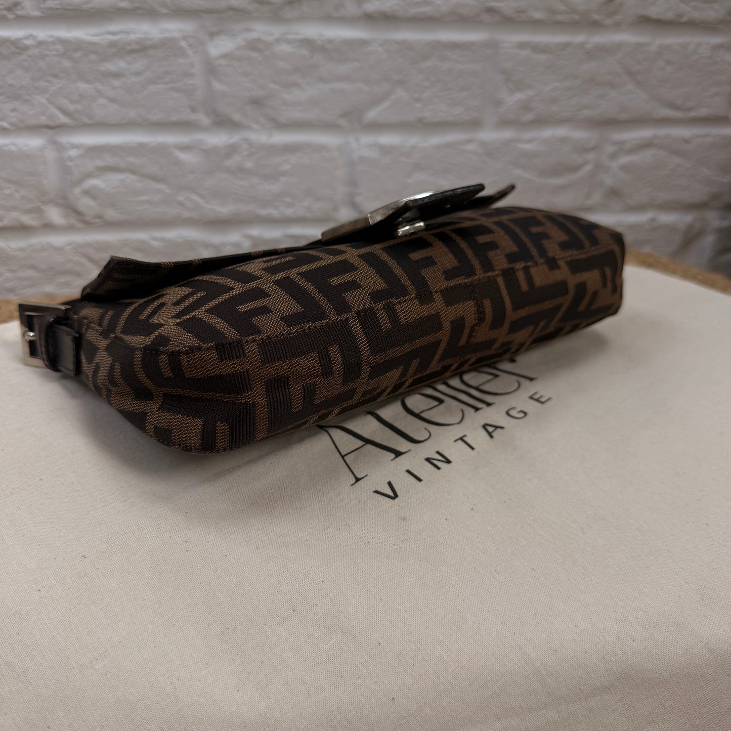 Fendi 1990s Original Baguette in Brown Zucca Print Canvas