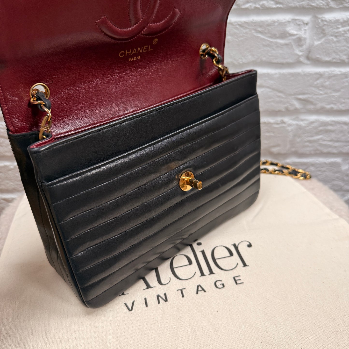 Chanel 1989 Rare Chanel Paris Limited Edition vertical quilted Single Flap in black