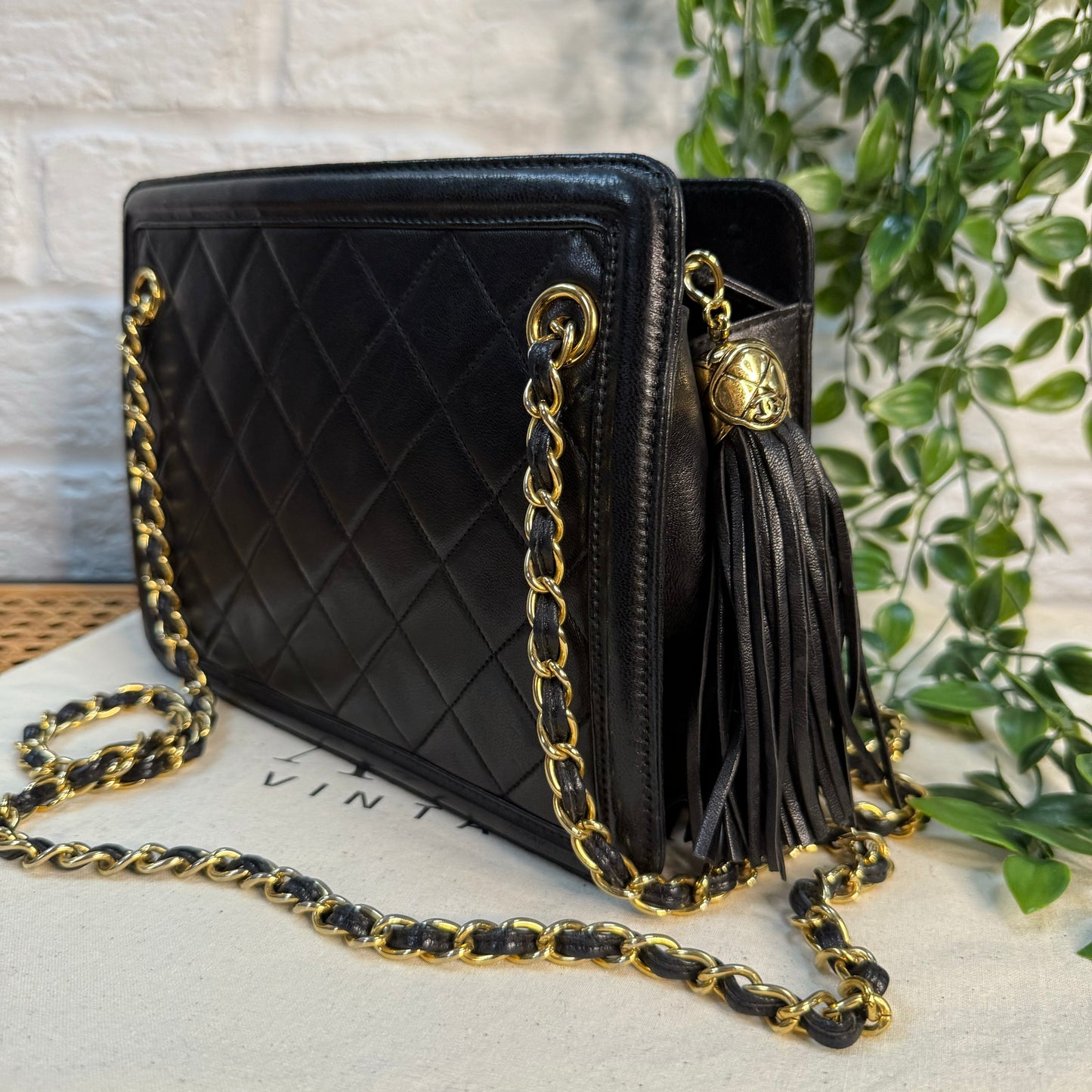 Chanel 1989 Lambskin Tassel Timeless Mini Tote