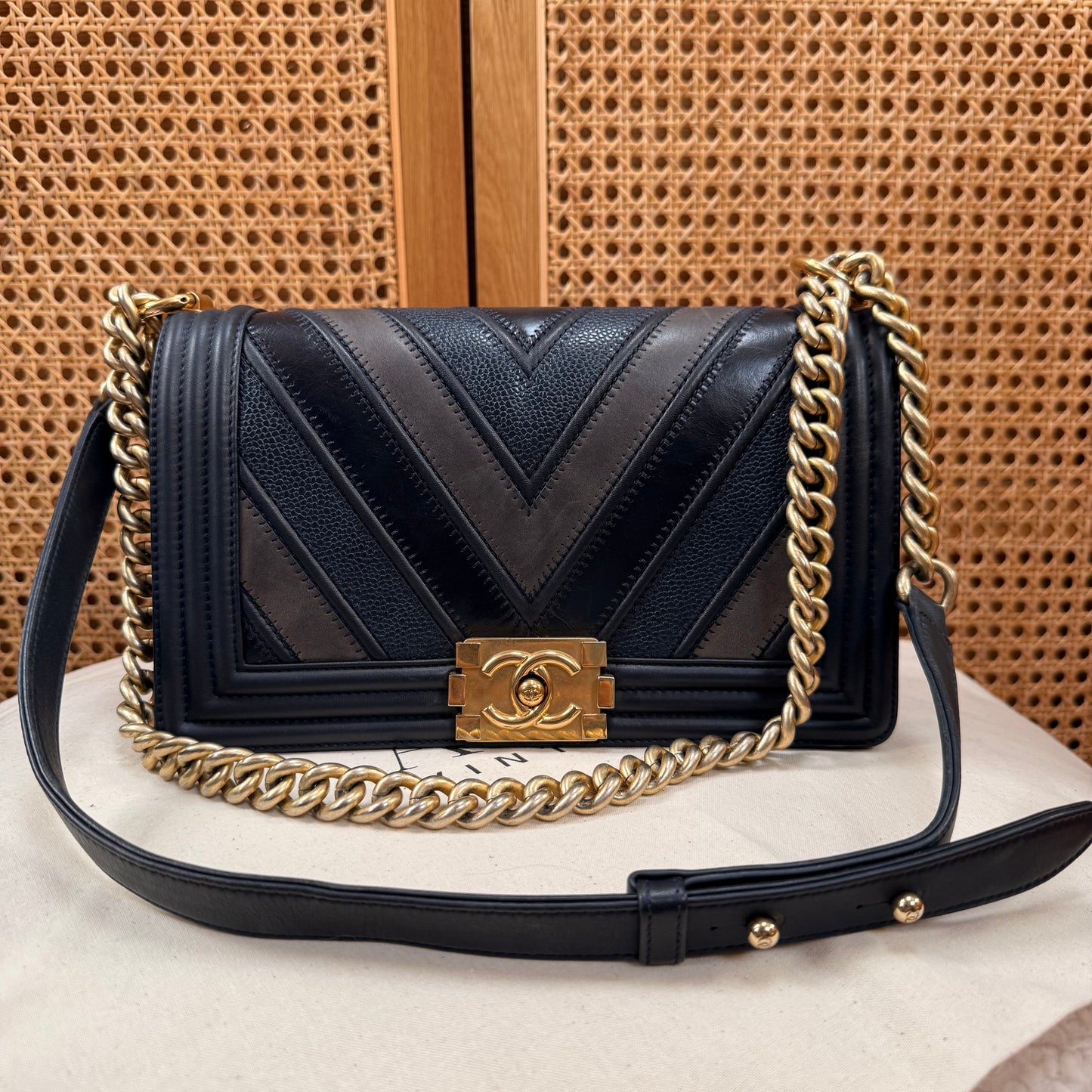 Chanel Rare 2016 Navy Le Boy in Caviar mix