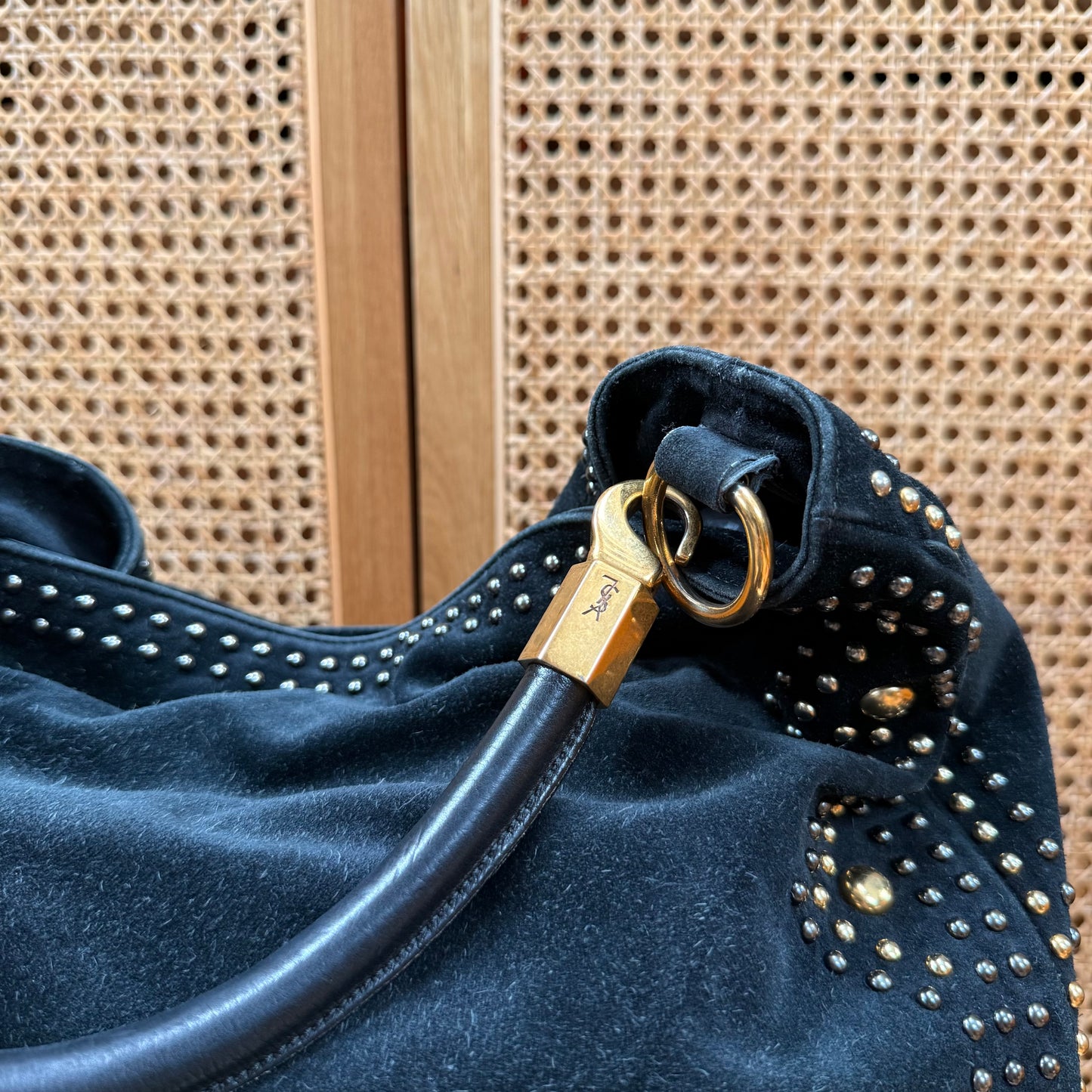 Saint Laurent 2008 Besace Suede & Studded Tote