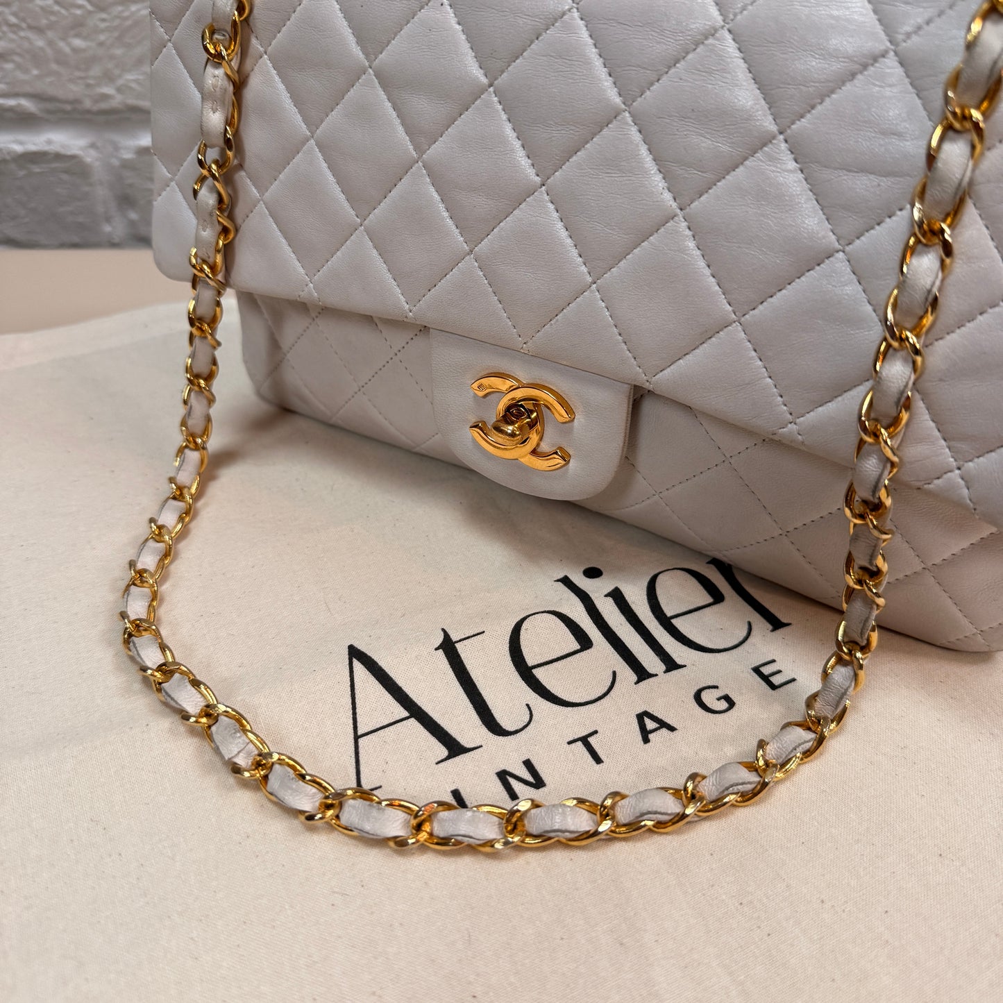 Chanel Rare 1989 Classic Double Flap Medium in Ivory