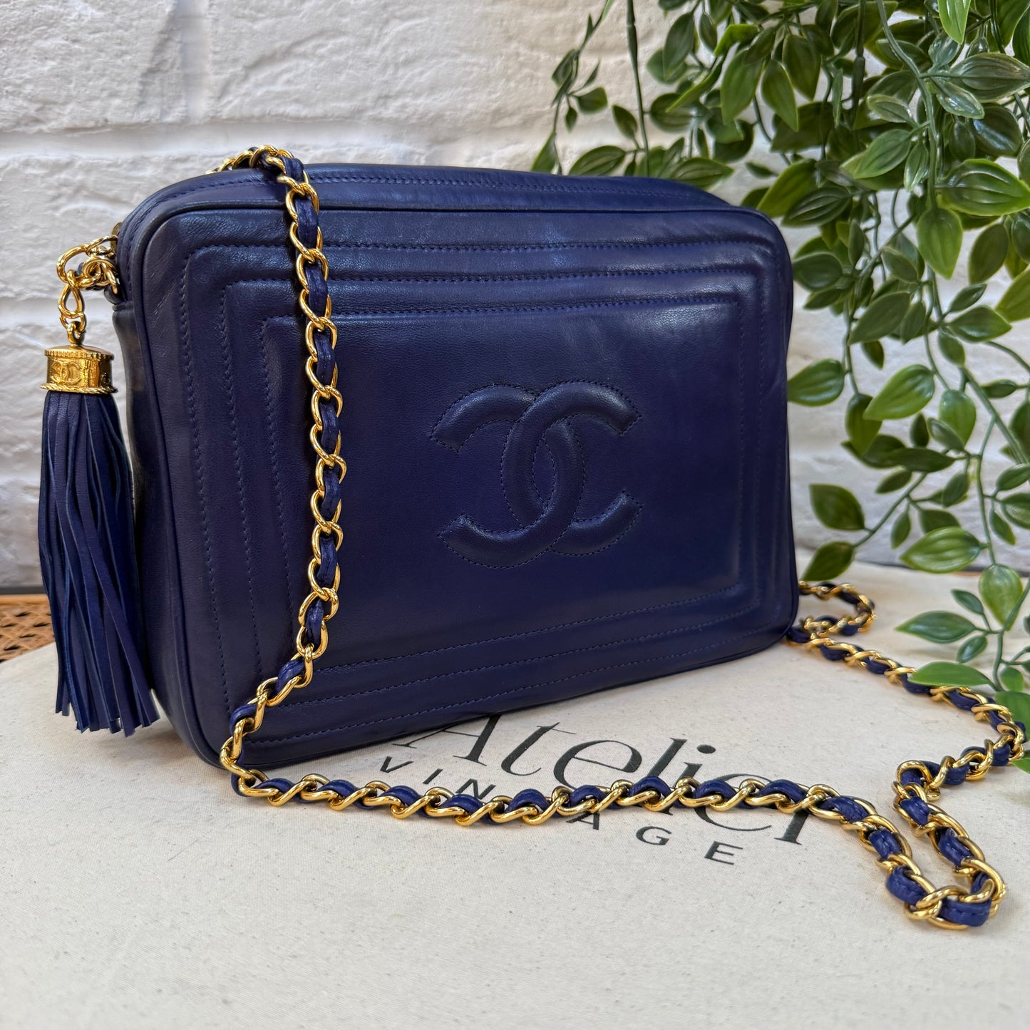 Chanel 1986 CC Quilted French Blue Camera bag