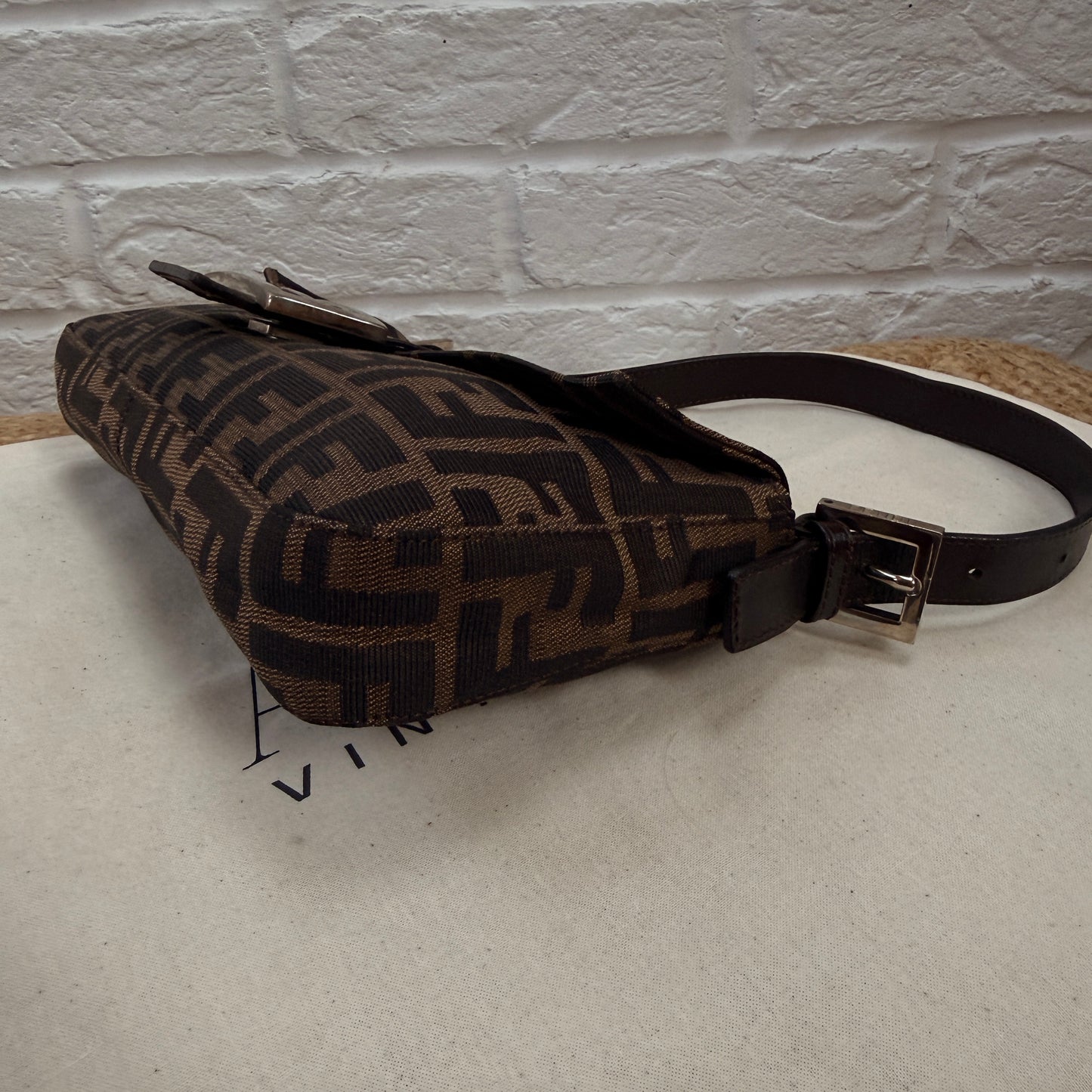 Fendi 1990s Original Baguette in Brown Zucca Print Canvas