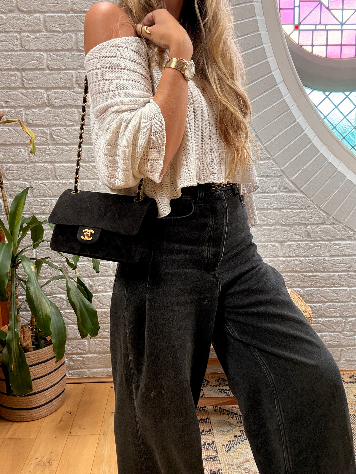 Chanel 1986 Rare Suede Black Classic Double Flap Small