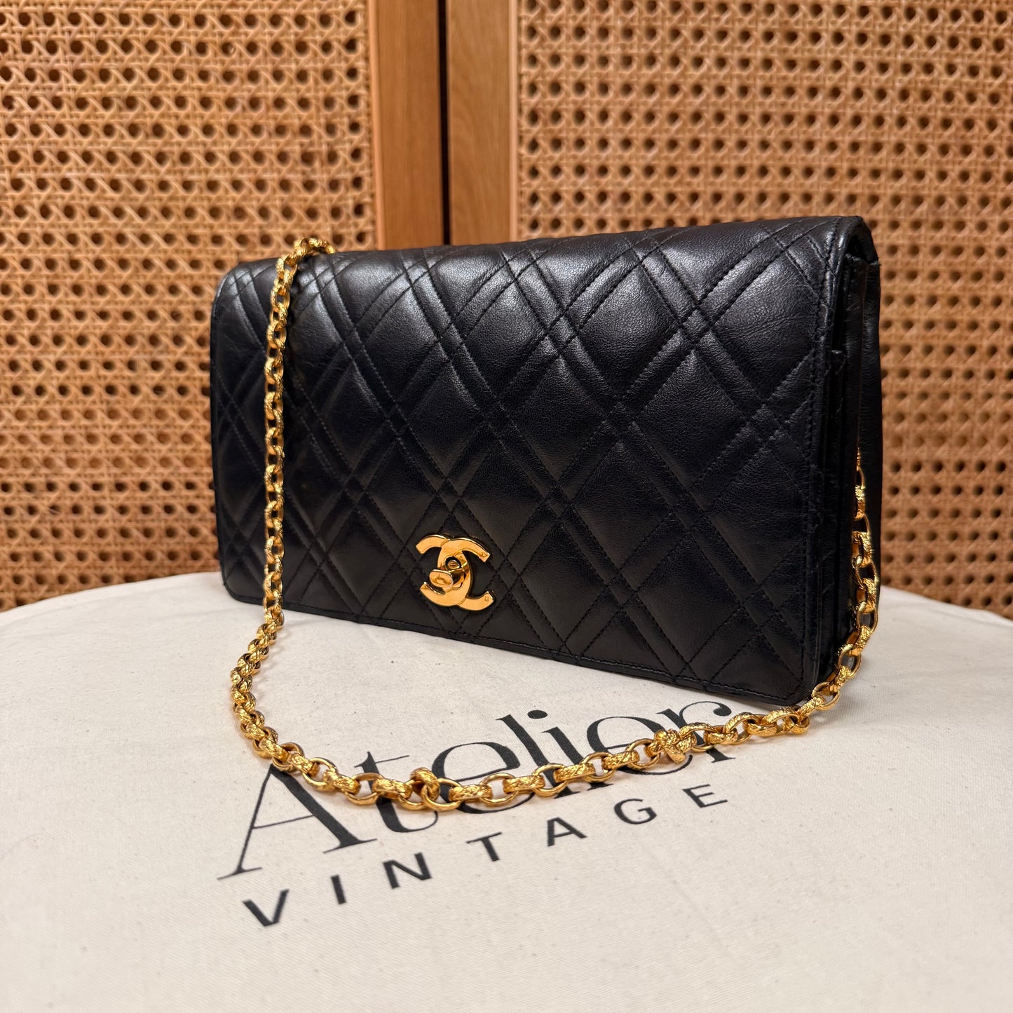 Chanel Rare Early 1980s Double Diamond Quilted Bijoux Chain Classic Rectangle