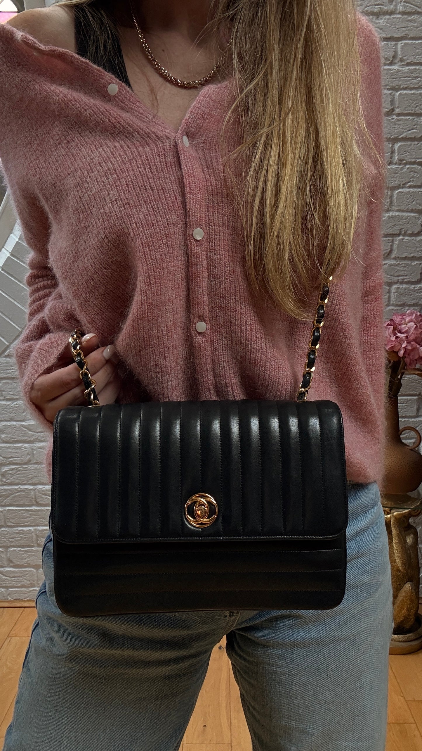 Chanel 1989 Rare Chanel Paris Limited Edition vertical quilted Single Flap in black