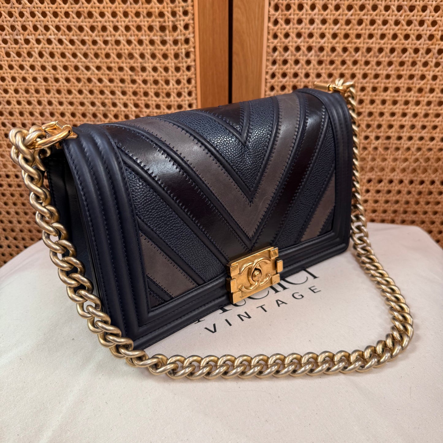 Chanel Rare 2016 Navy Le Boy in Caviar mix