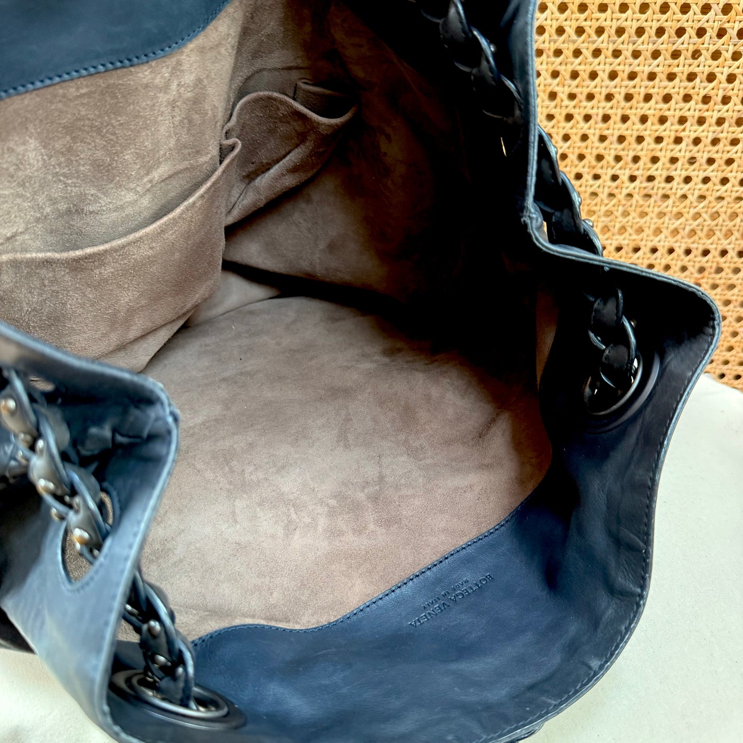 Bottega Veneta 1990s Black Leather Studded Two Way Tote