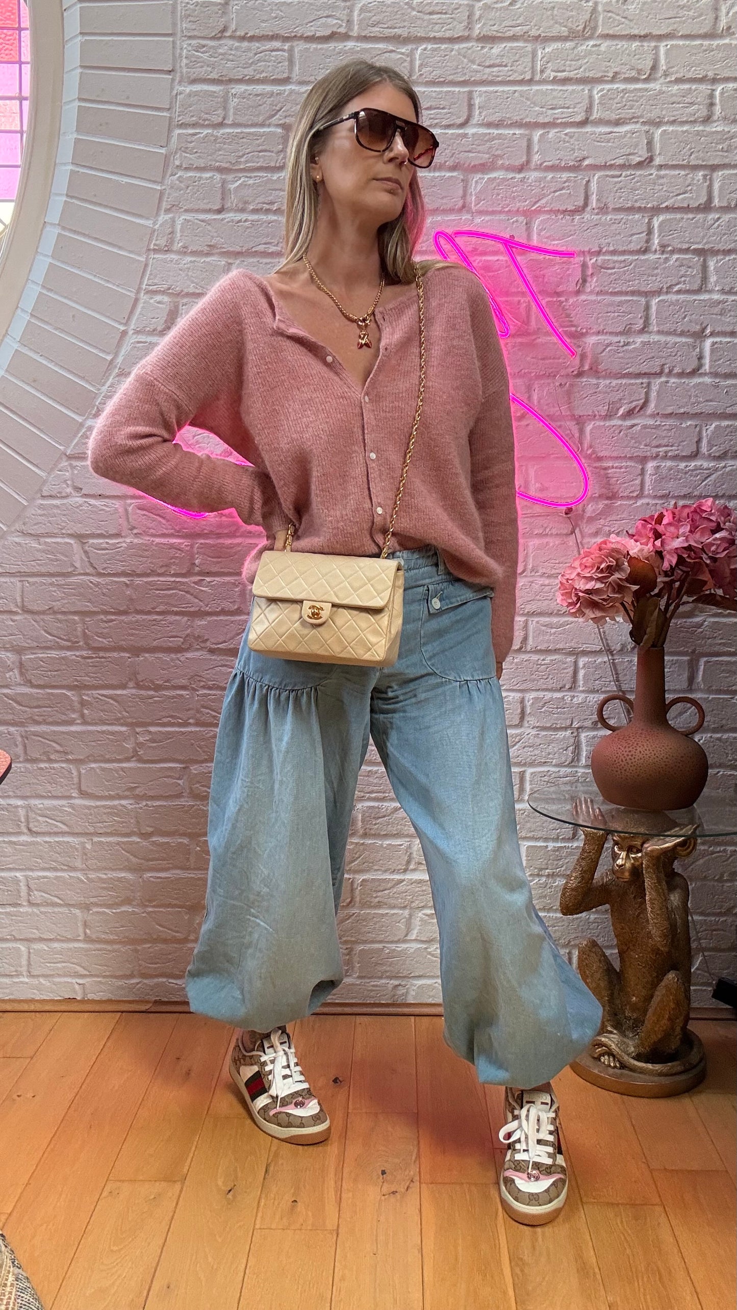 Chanel 1991 Beige Classic Medium Square Single Flap