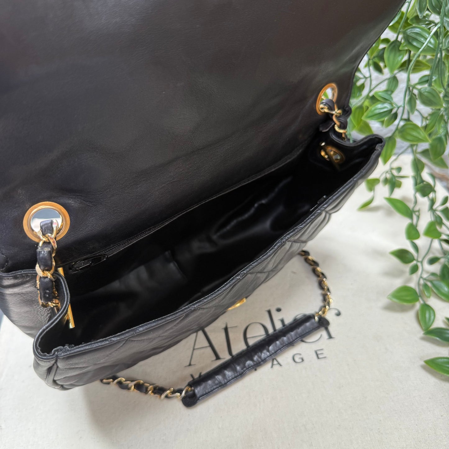 Chanel 1986 CC Button Quilted Half Moon Flap
