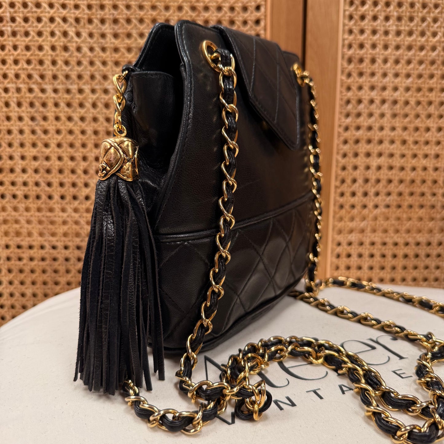 Chanel 1989 Black Camera Style Envelope Mini Tote
