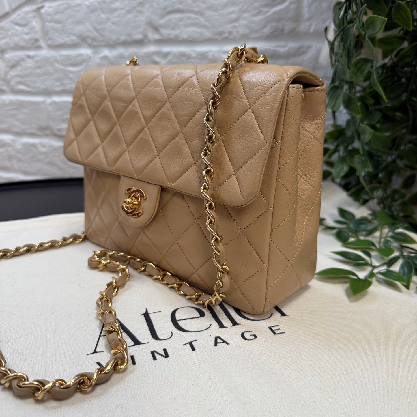 Chanel 1989 Chanel Dark Beige Medium Square