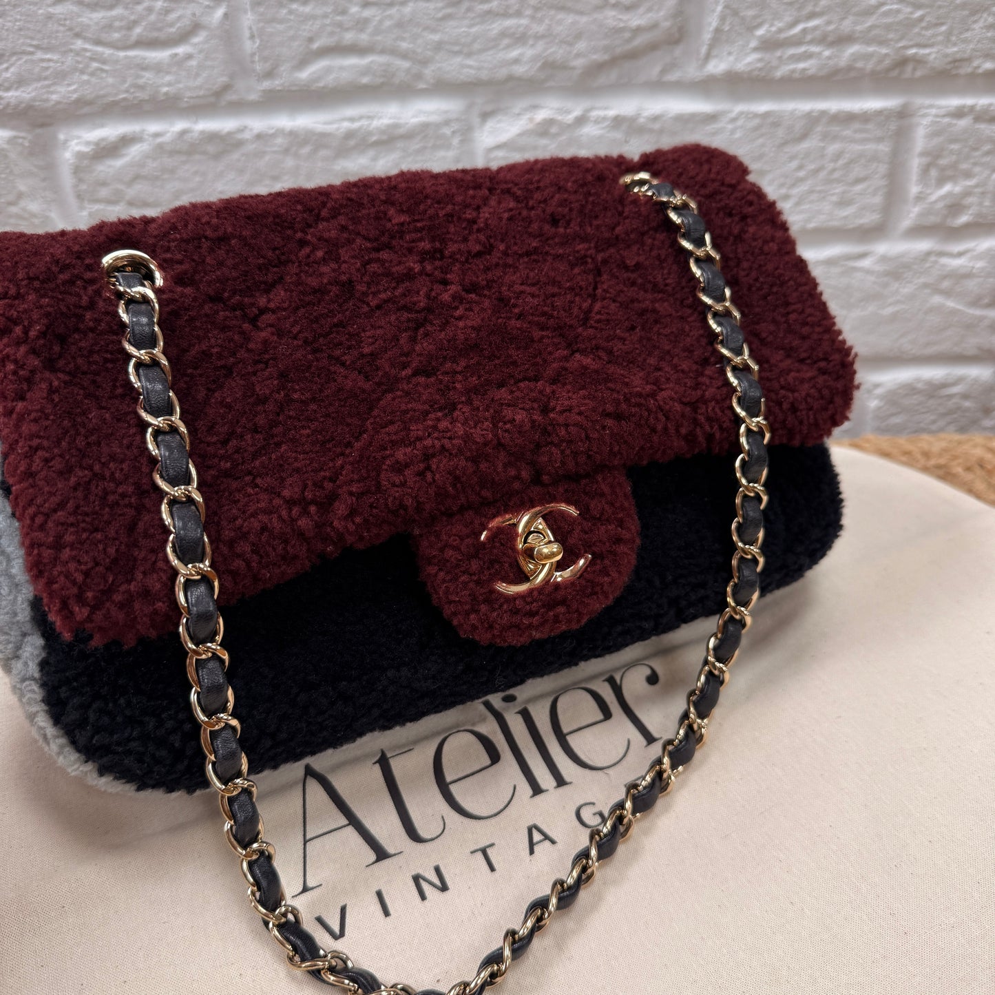 Chanel 2019 Shearling Tri Color Single Flap