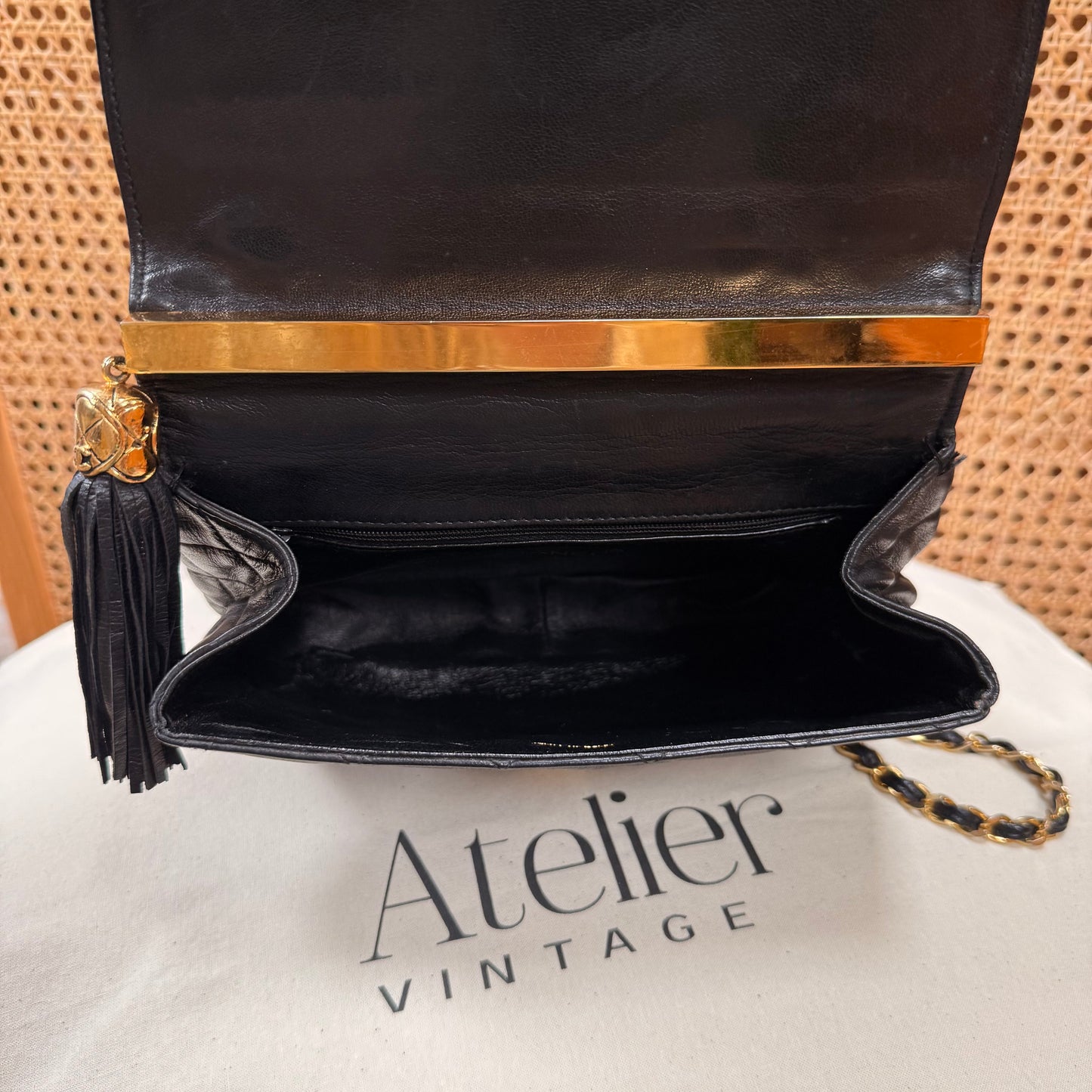 Chanel Rare 1989 Envelope Camera Style Tassel Bag