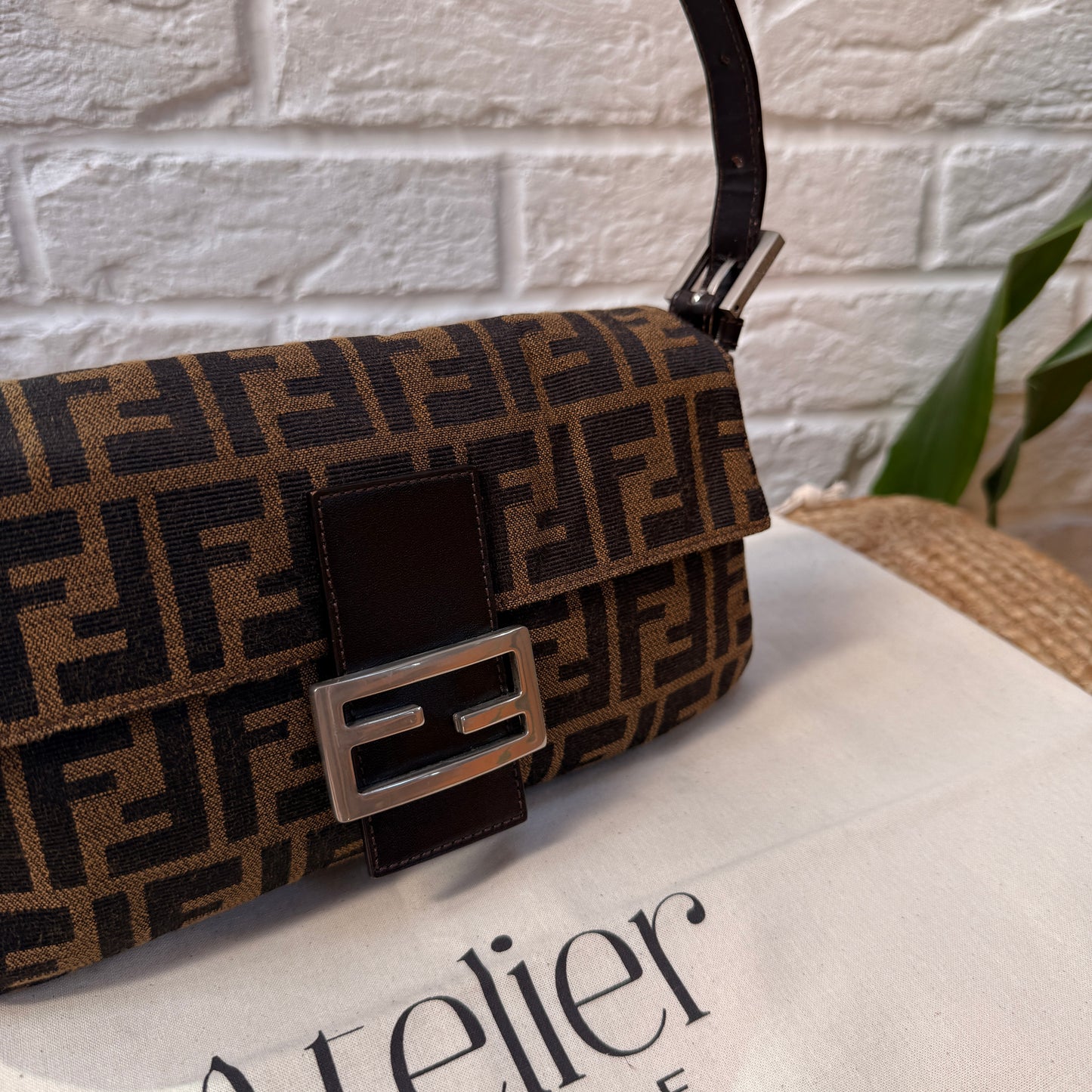 Fendi 1990s Original Baguette in Brown Zucca Print Canvas