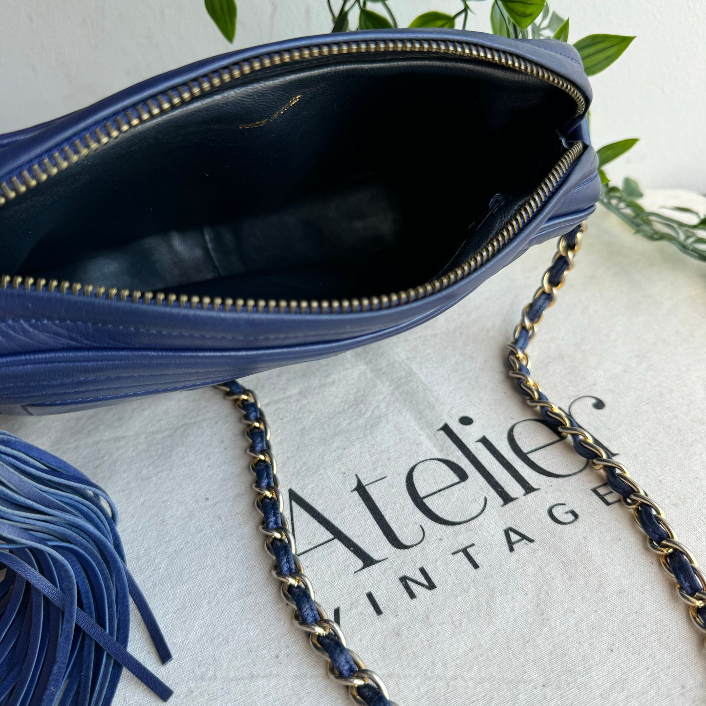 Chanel 1986 CC Quilted French Blue Camera bag