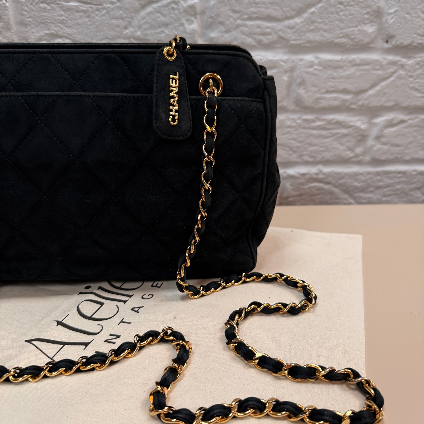 Chanel 1996 Rare Black Suede CC Turnlock Crossbody Tote with 24k Gold Hardware