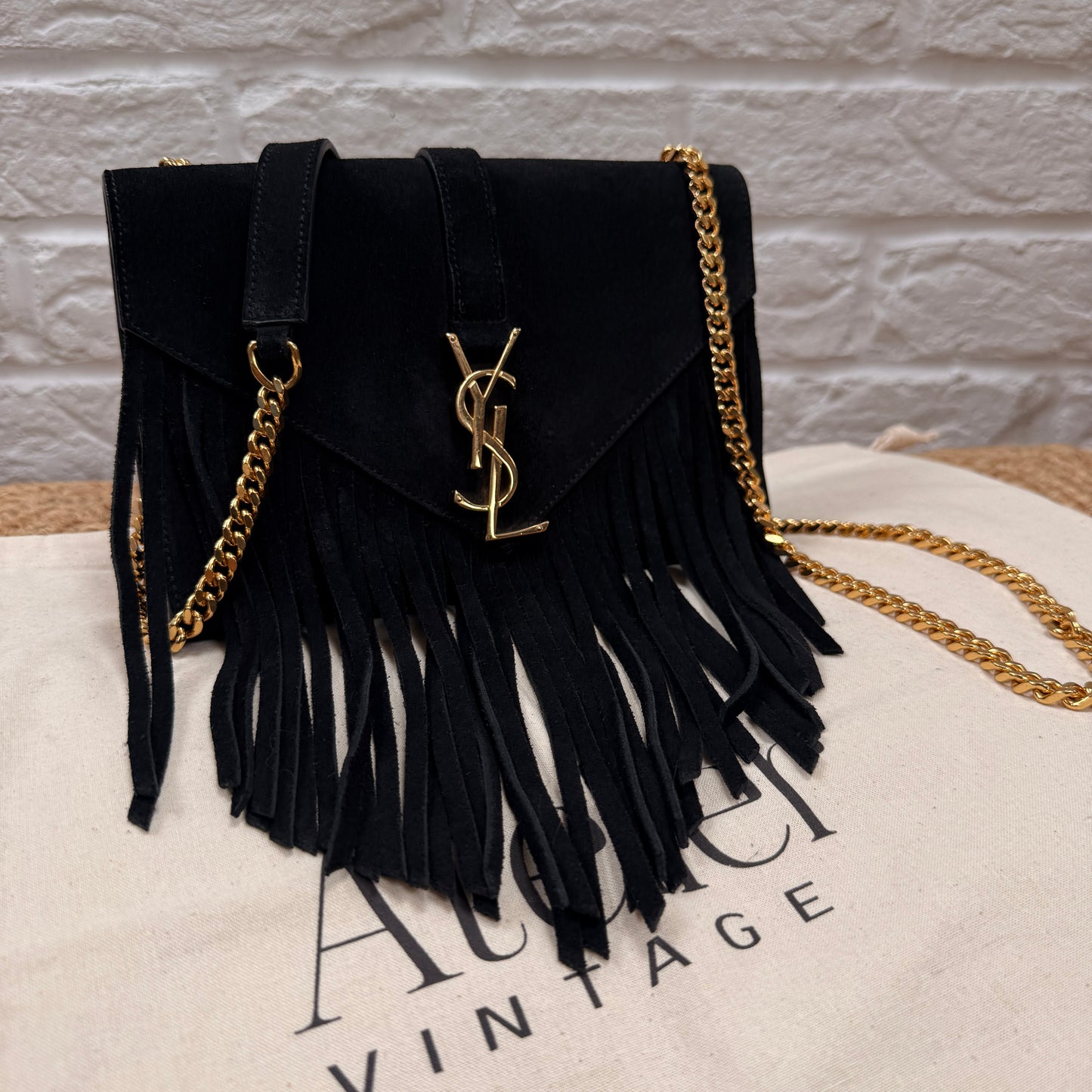 Saint Laurent Rare 2015 Envelope Suede Fringe