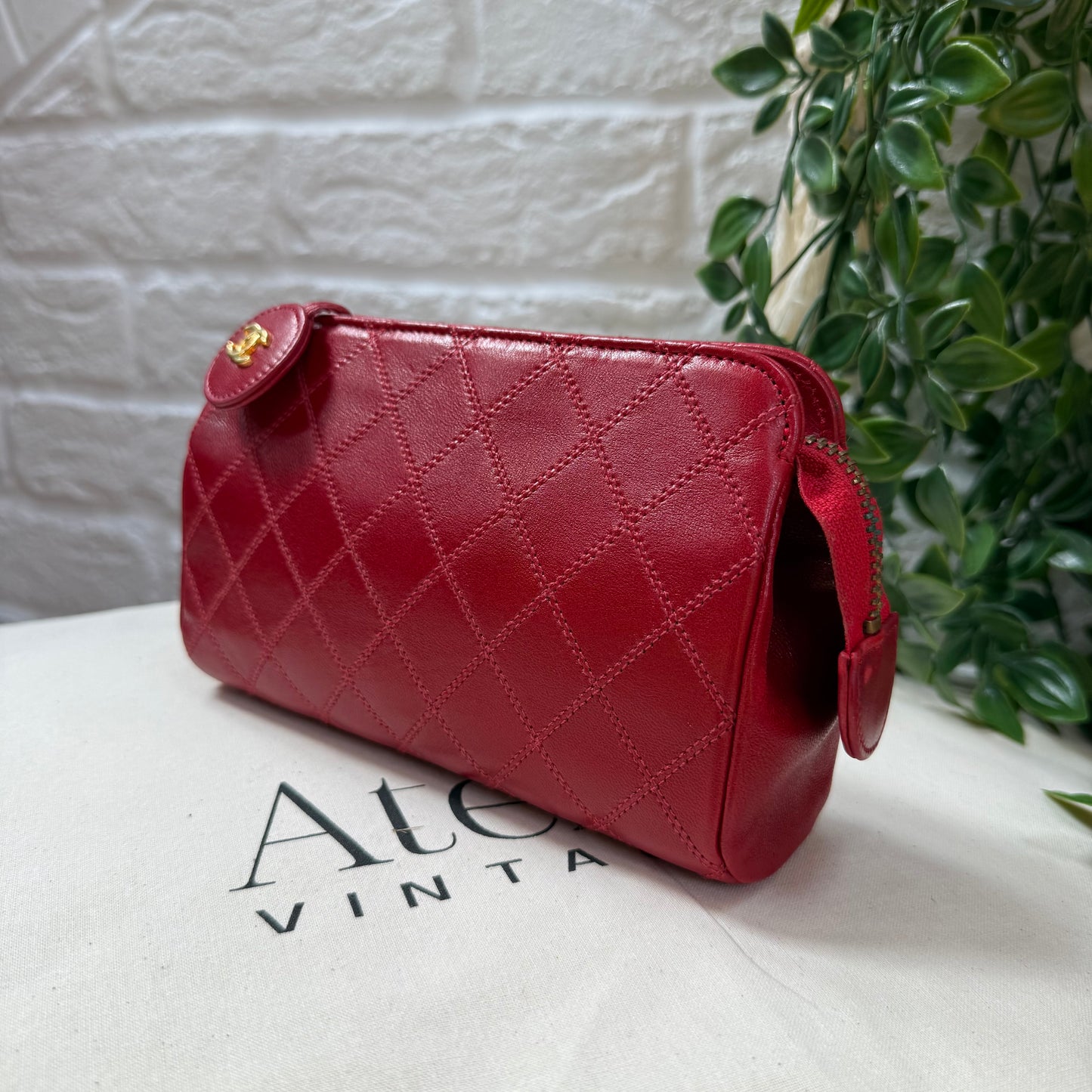 Chanel 1989 Quilted Pouch with CC Charm zip pull