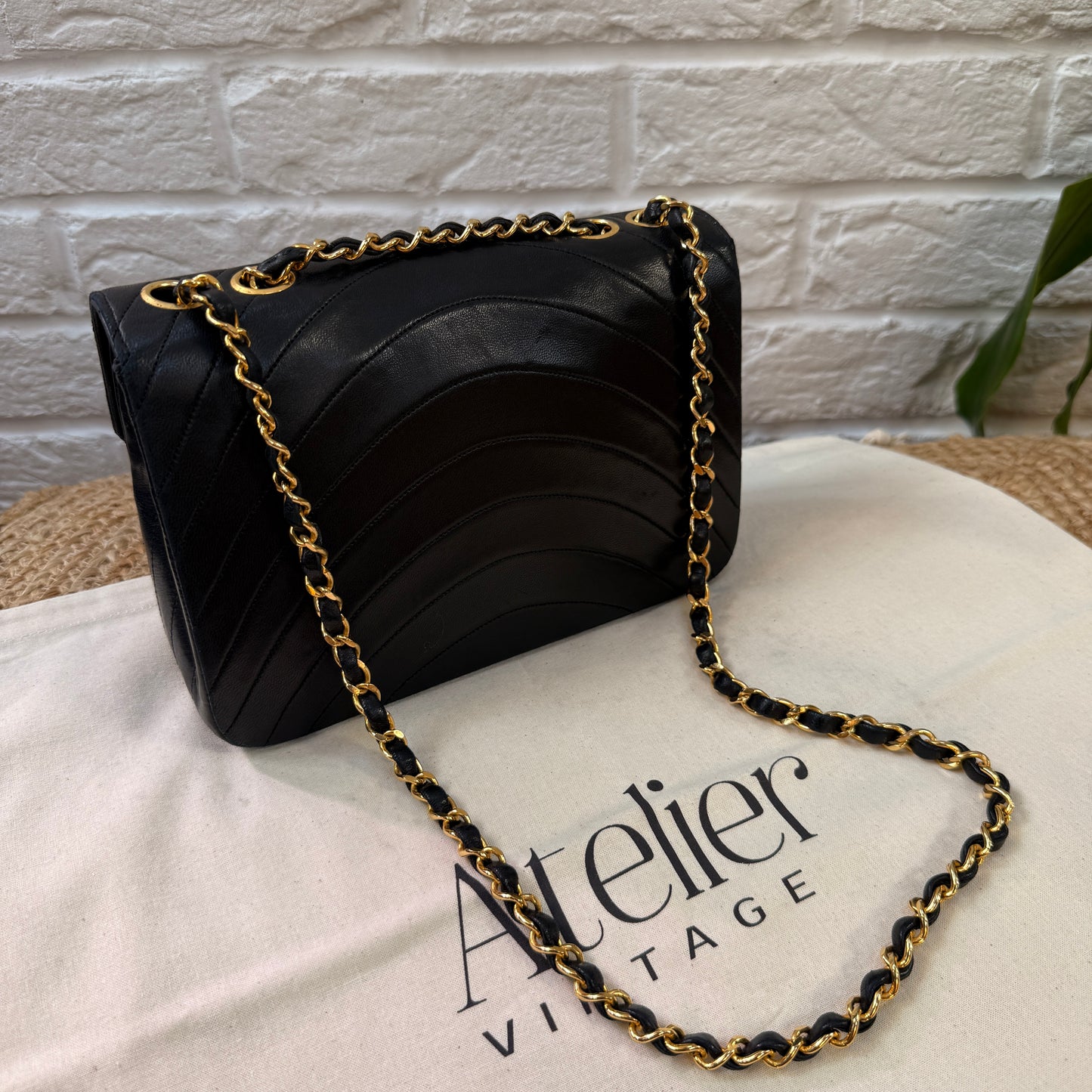 Chanel 1986 Rare Black Half Moon Quilted single flap