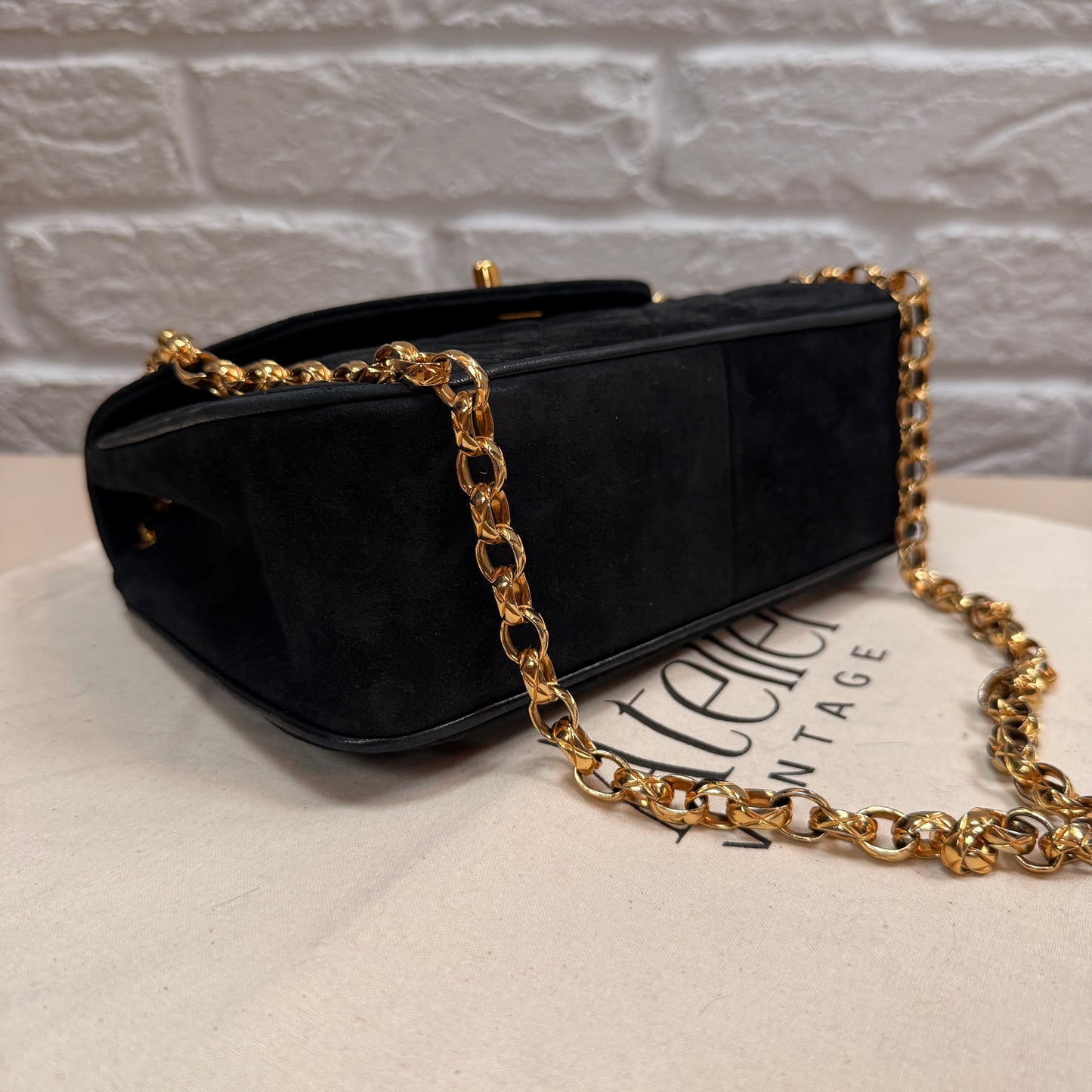 Chanel 1980s Ultra Rare Limited Edition Bijoux Chain in Black Suede and 24k Hold Hardware