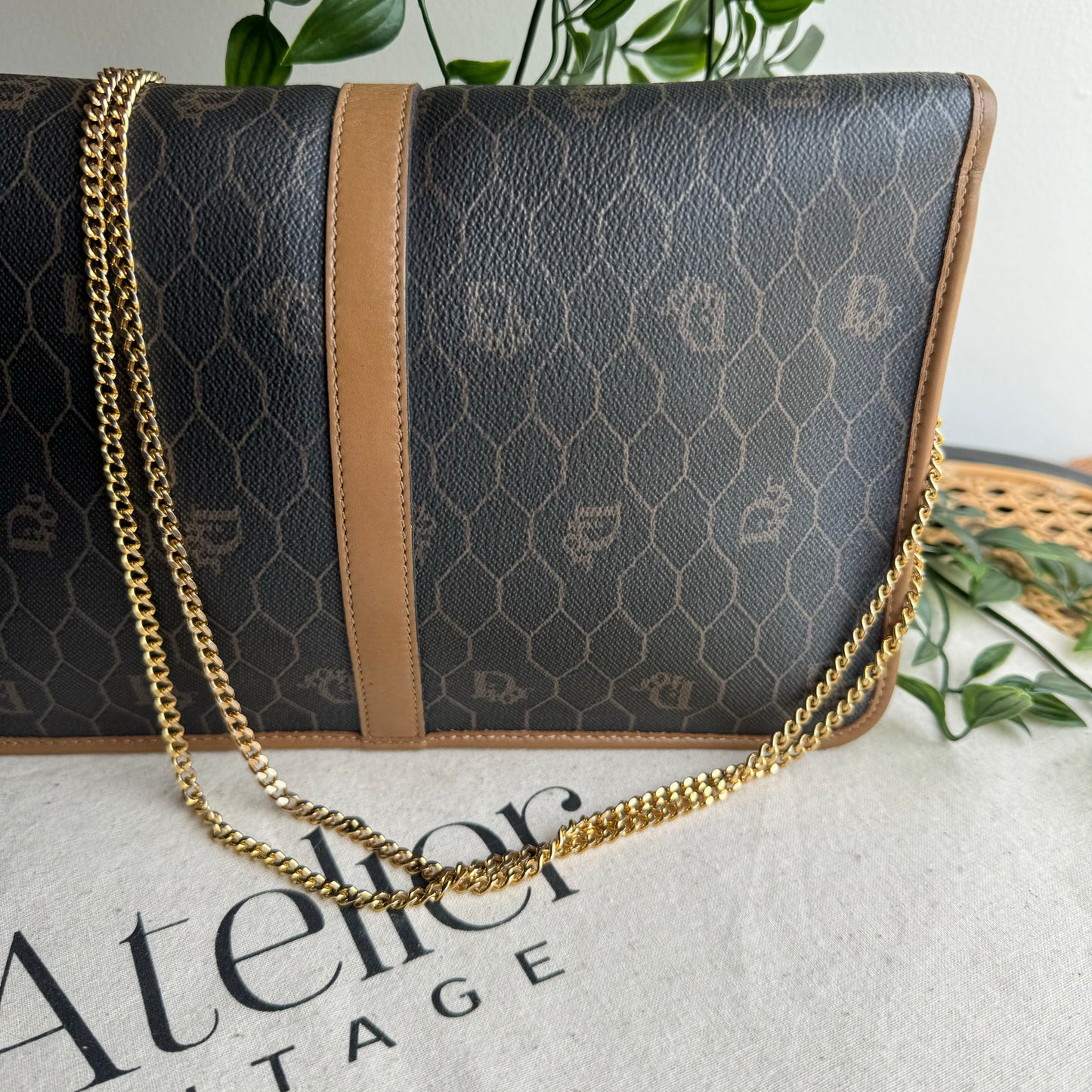 Dior 1980s Honeycomb Two Way Chain Strap Bag
