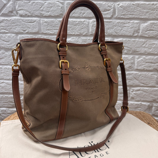 Prada 1990s Canapa Two Way Tote