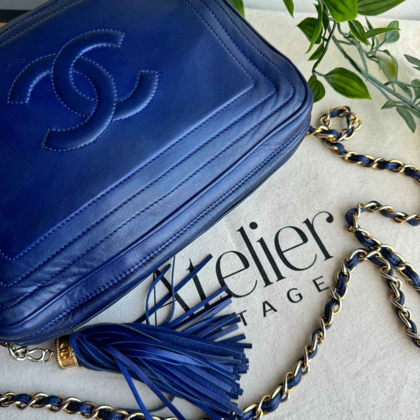 Chanel 1986 CC Quilted French Blue Camera bag