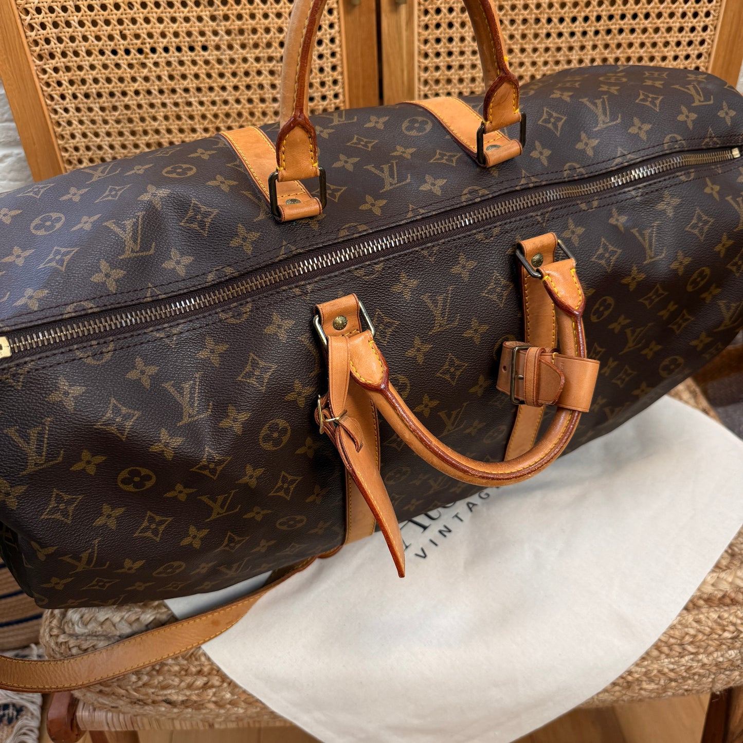 Louis Vuitton 1990 Keepall Bandoulier 50 with luggage tag & handle strap