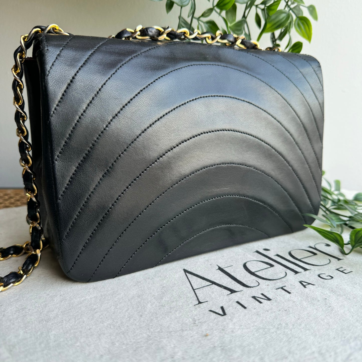 Chanel Early 1980s Rare Half Moon Quilted Single Flap