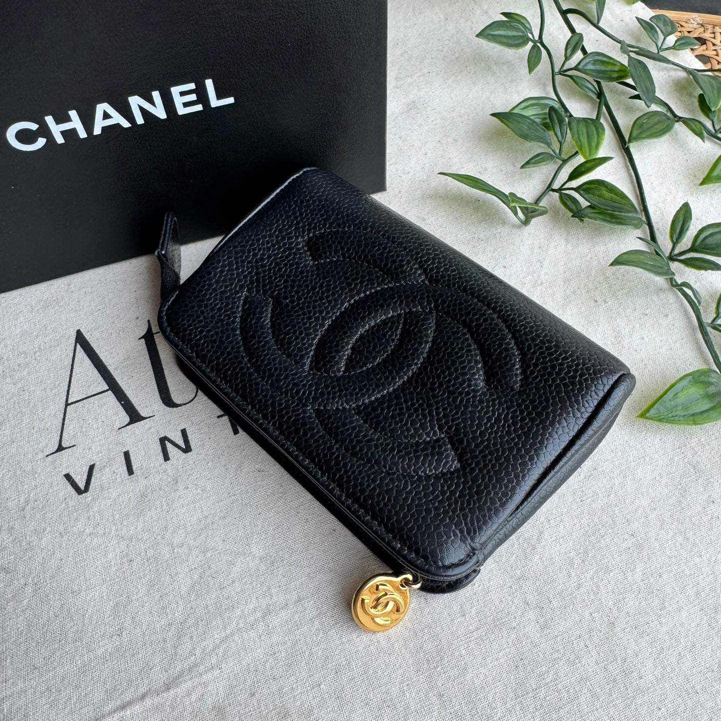 Chanel 1994 CC Caviar Pouch with Box
